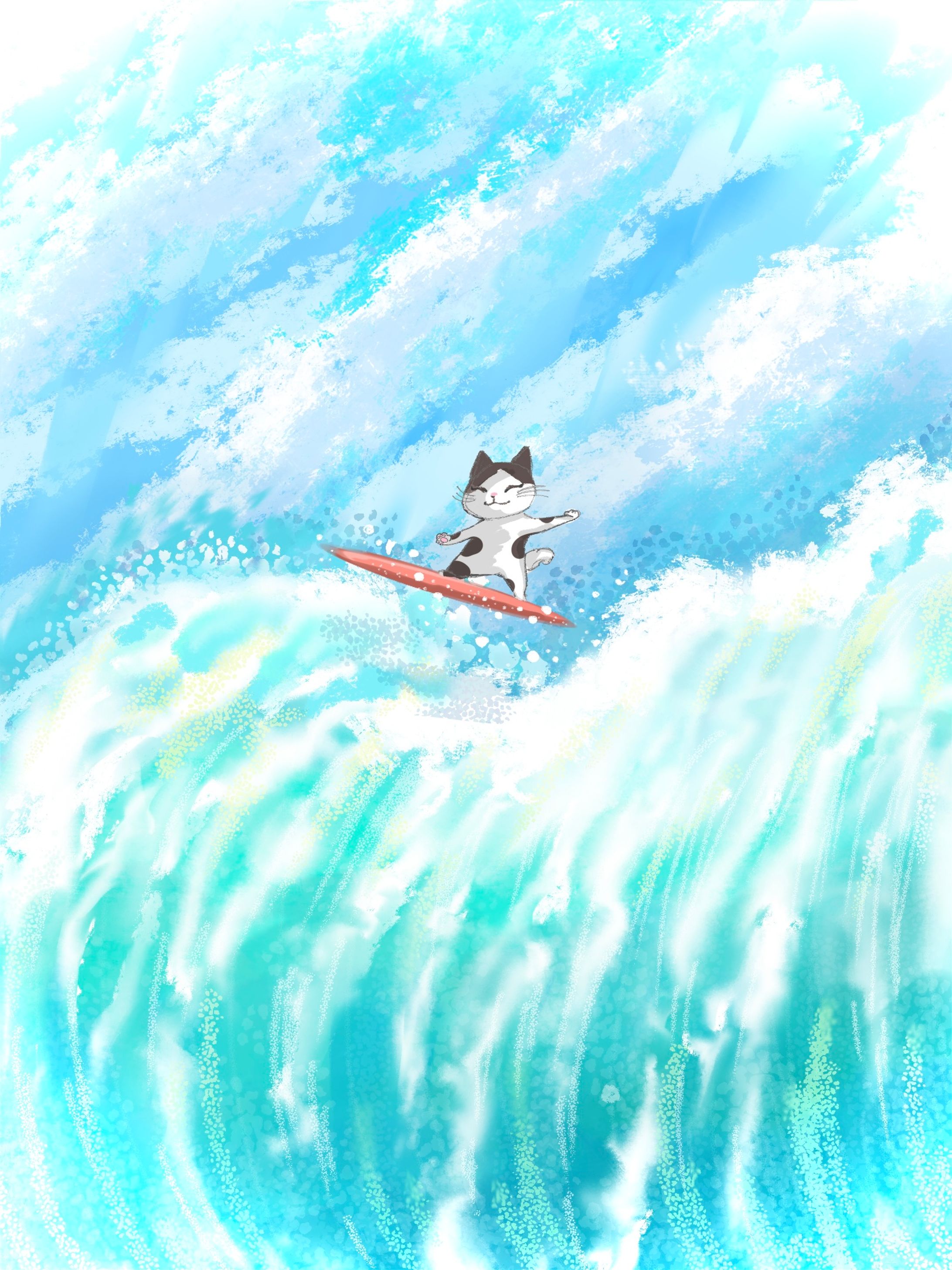 サーフィンをする猫-1