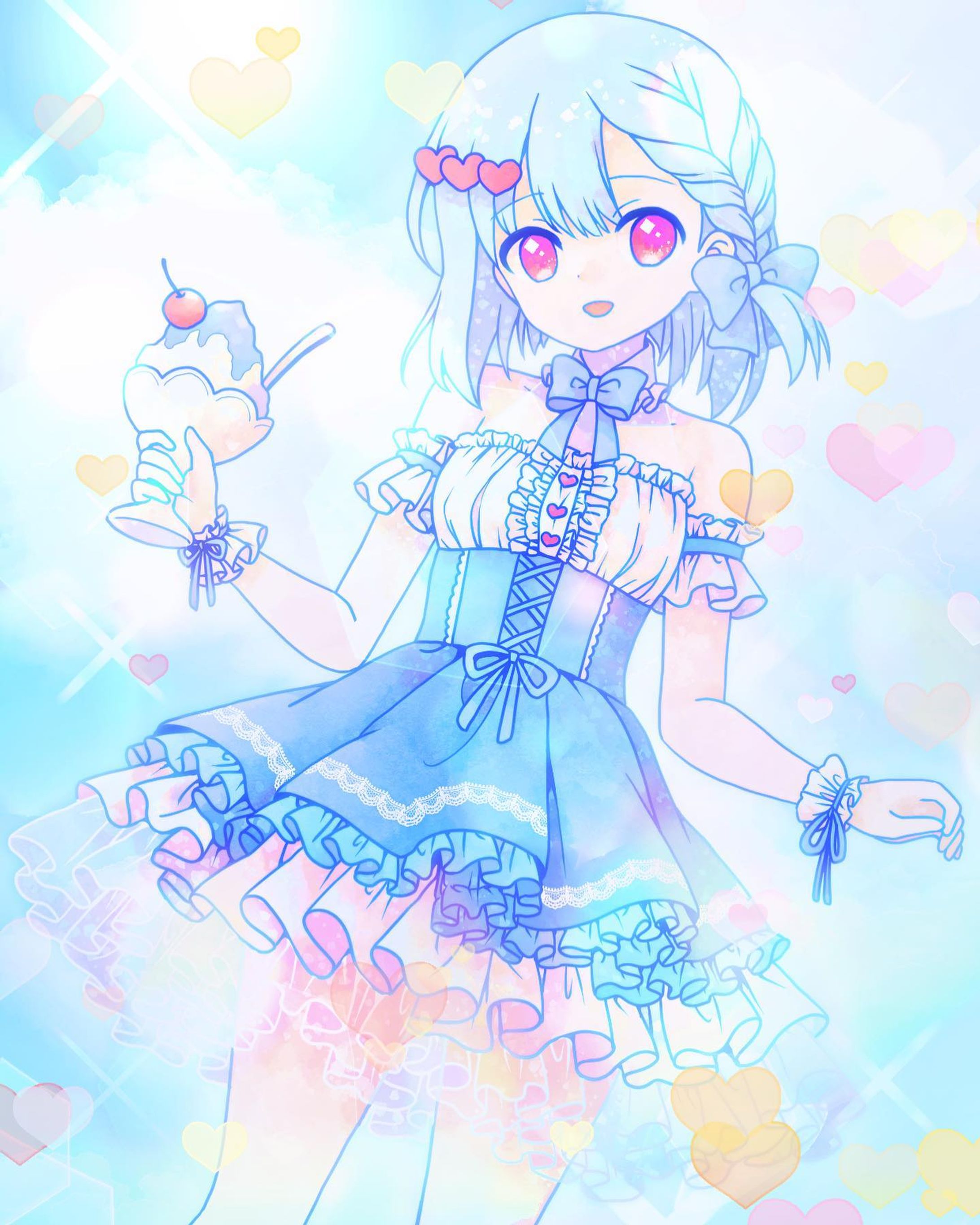 🍧　#イラスト　#お絵かき　#おえかき　#お絵描き　#illustration #illust #女の子　#女の子イラスト　#デジタル　#デジタルイラスト　#デジタル絵　#オリジナル　#オリジナルイラスト　#オリジナル絵　#ロリィタ　#ロリィタファッション　#ロリータ　#ロリータファッション　#フリル　#リボン #ゆめかわいい #ゆめかわ　#かき氷　#夏-1