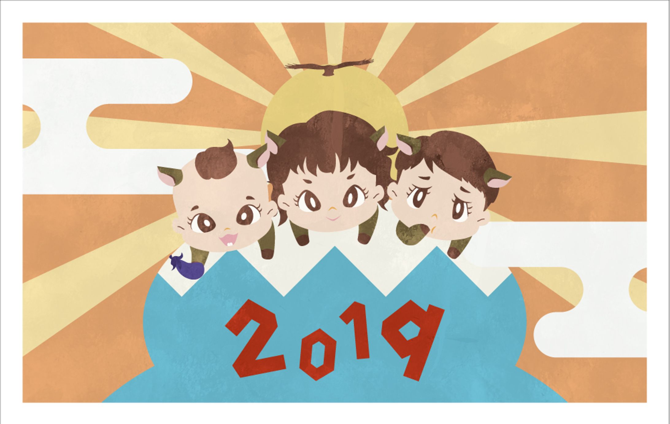 個人年賀状用イラスト（2019年）-1