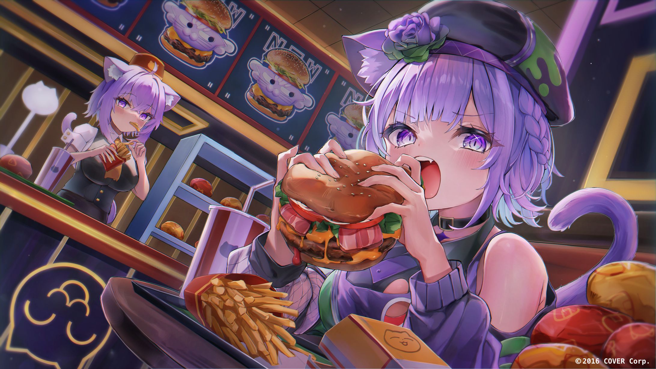 ホロライブ所属　猫又おかゆ様【ゲスト多数！超重大告知も！】#猫又おかゆ生誕祭2024 Cat♥Hoodie 楽しんでいってネ🍰🎉【猫又おかゆ/ホロライブ】　ライブ内イラスト-1
