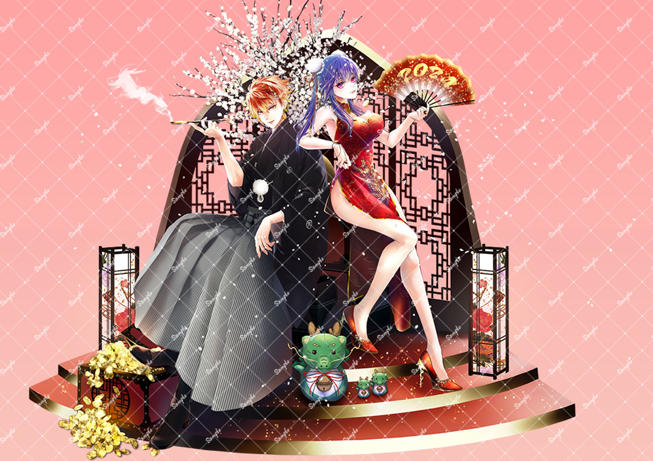 《ご依頼🐰》全身キャラクター✕２＆小物色々！＆差分イラスト複数-1