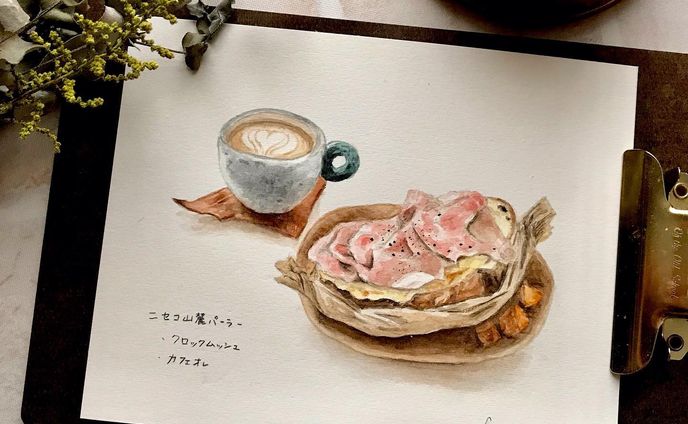 クロックムッシュとカフェラテ
