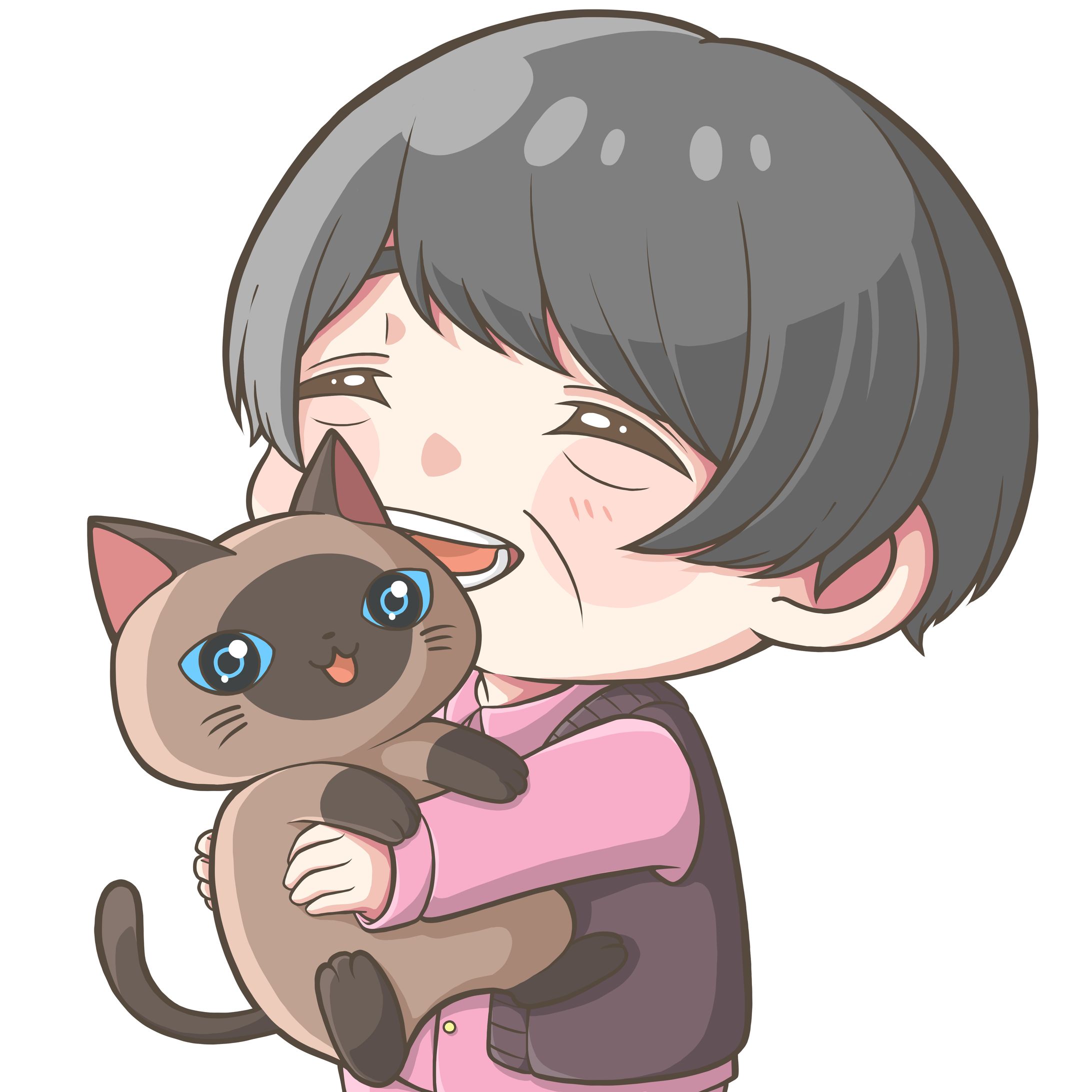 カラーイラスト おばあちゃんと猫-1