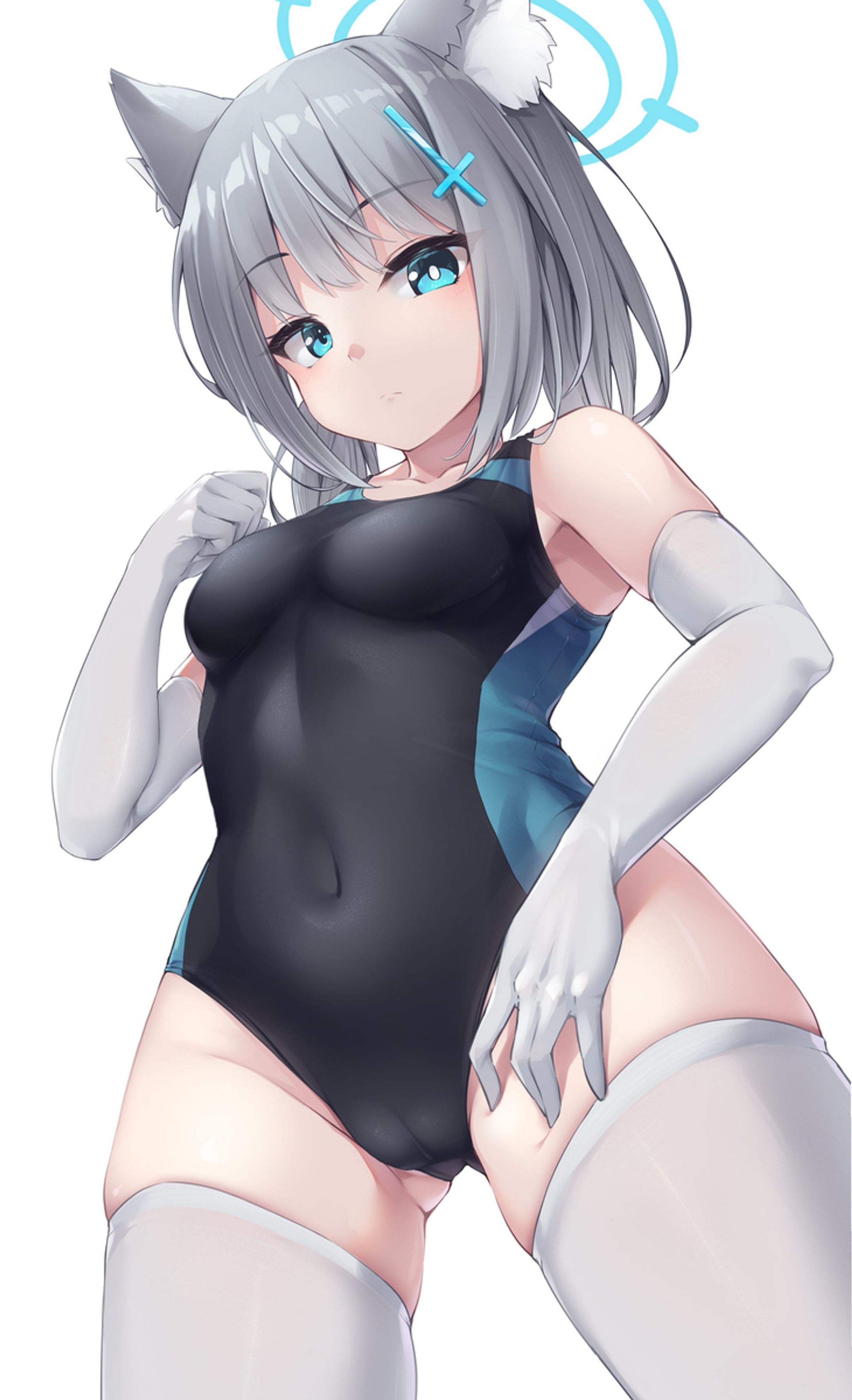 競泳水着ニーソ手袋-1