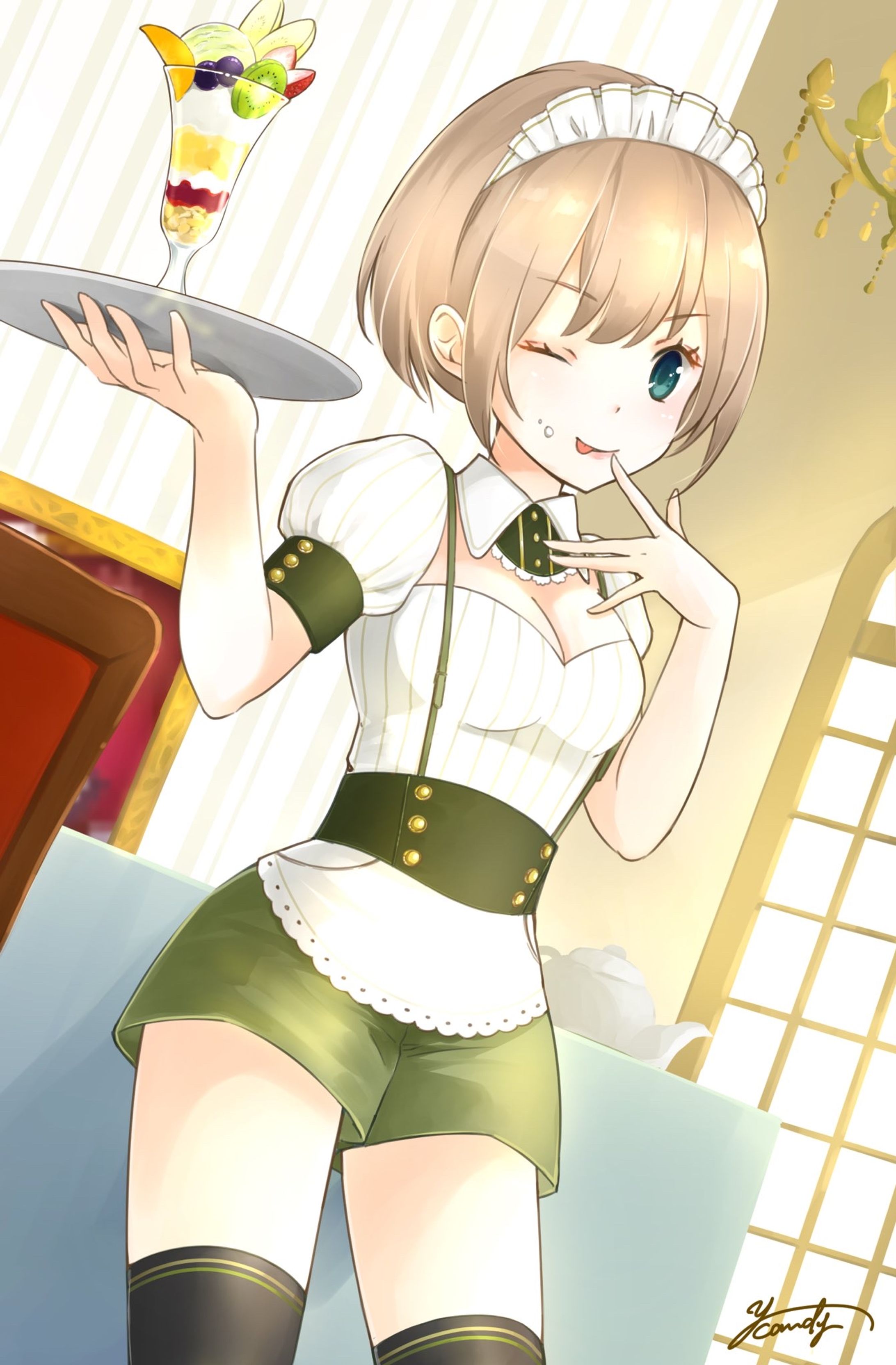 ショートパンツ×メイドさん-1