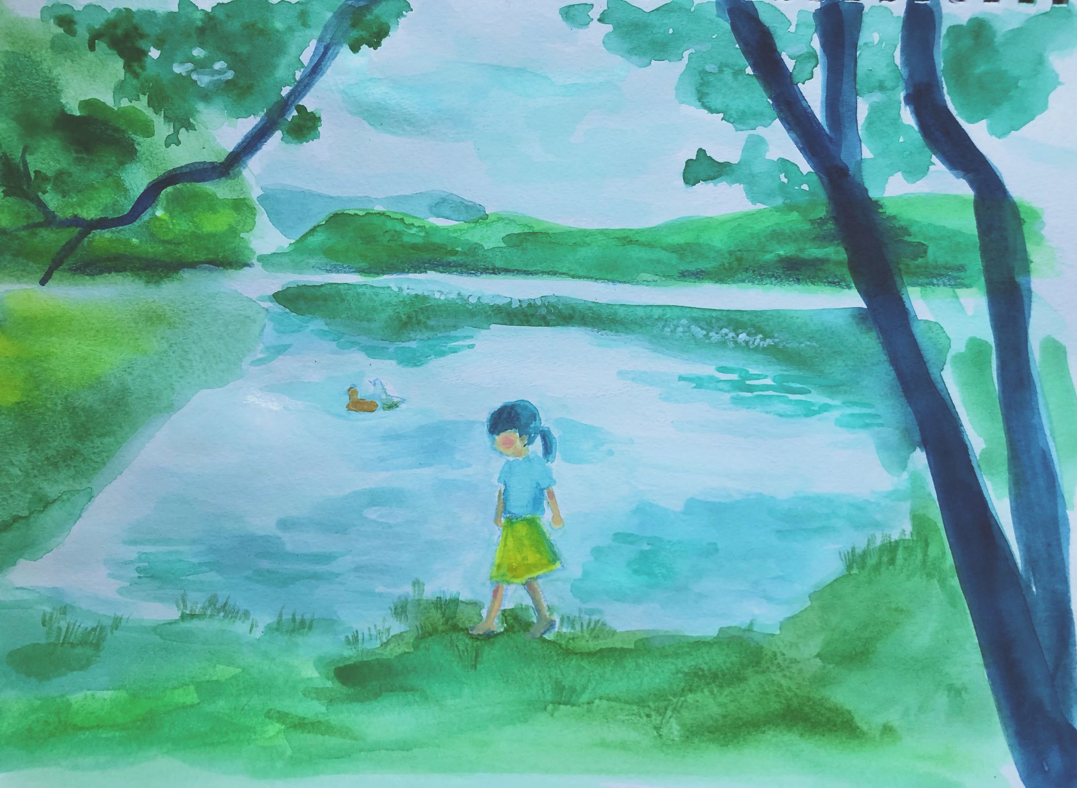 いつもの森　アヒルの夫婦を眺めて-1