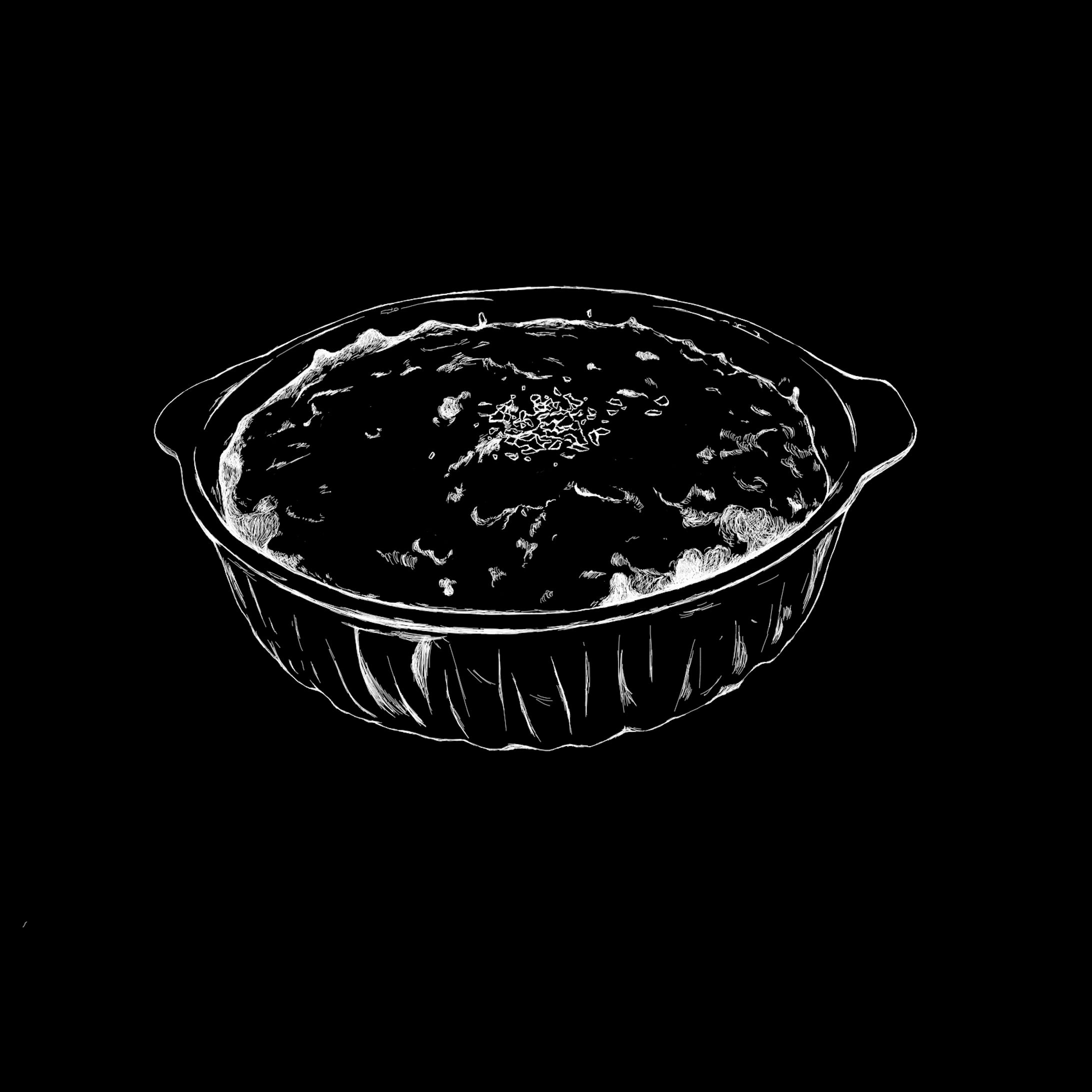 ドリアのモノクロイラスト-1