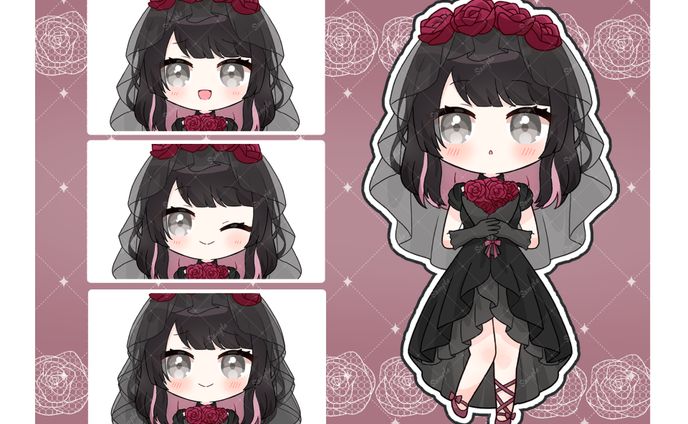 SDイラスト(2.5頭身シンプル作画・衣装デザイン)