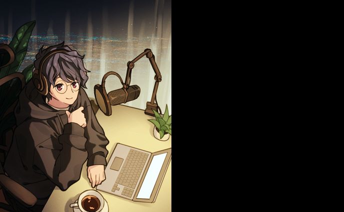 動画用イラスト、スタジオ撮影