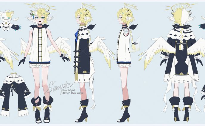夕星様　キャラデザ＆三面図