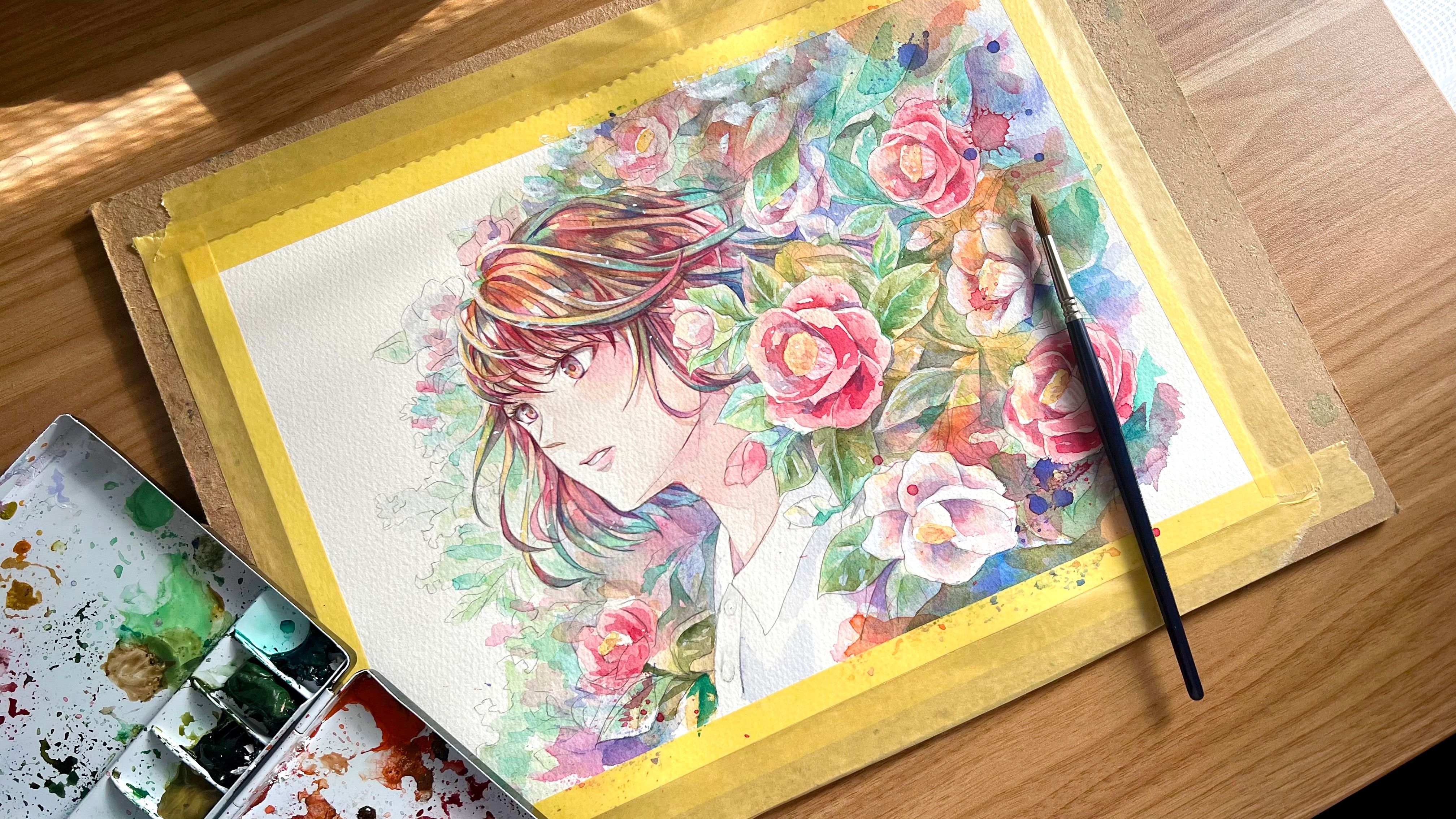 花と女性（コンセプトイラスト）