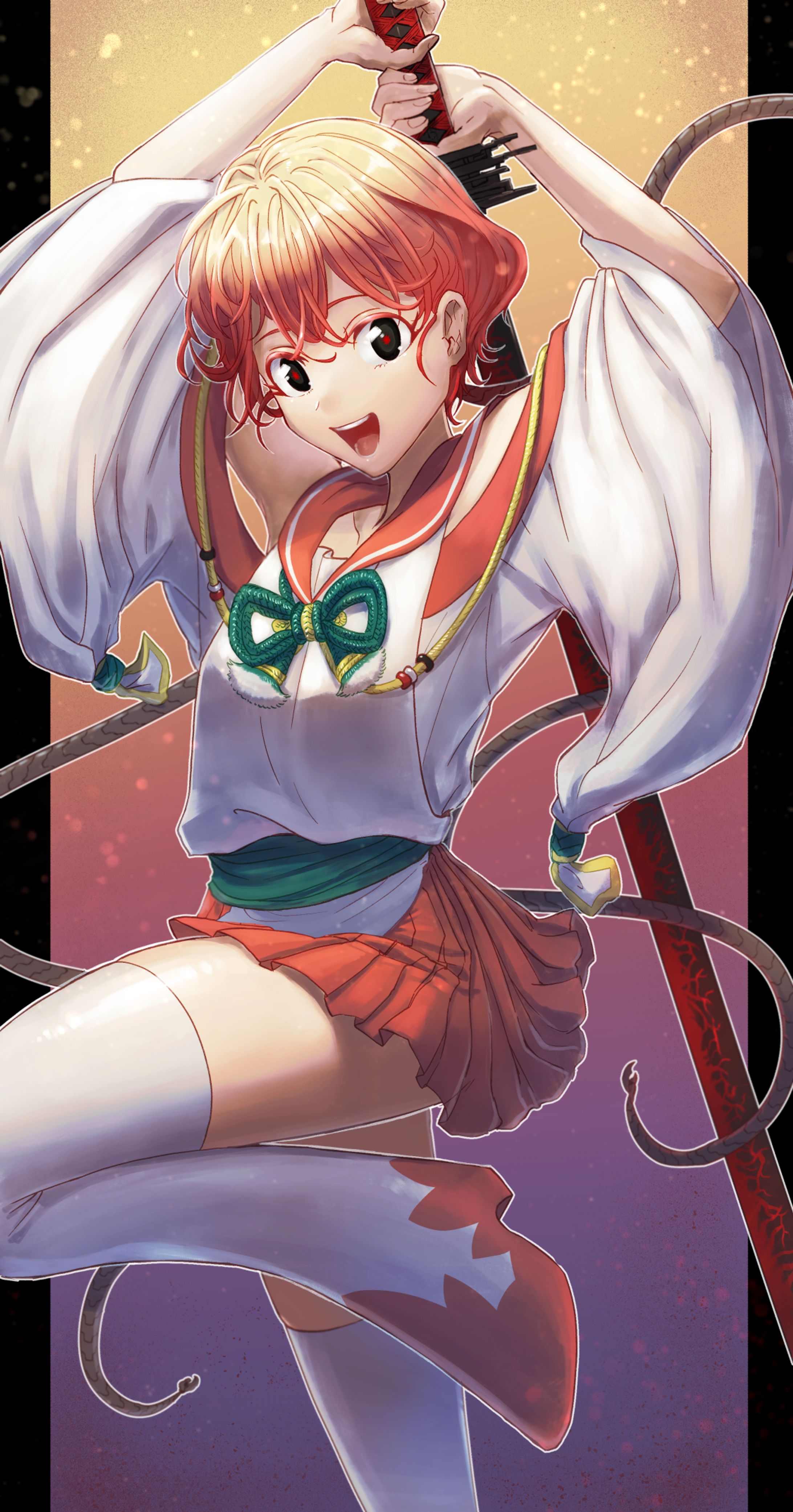 和風セーラー服の少女キャラクターデザイン、イラスト-1