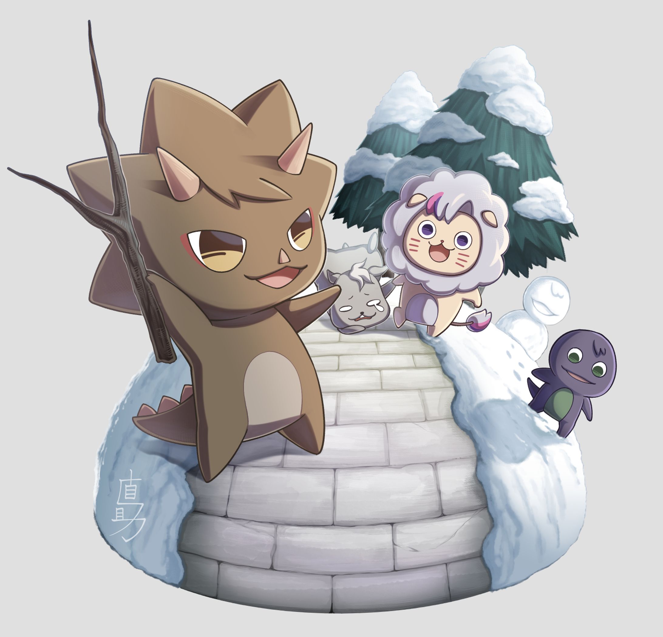 ろふまる、雪道のおさんぽ（ファンアート）-1