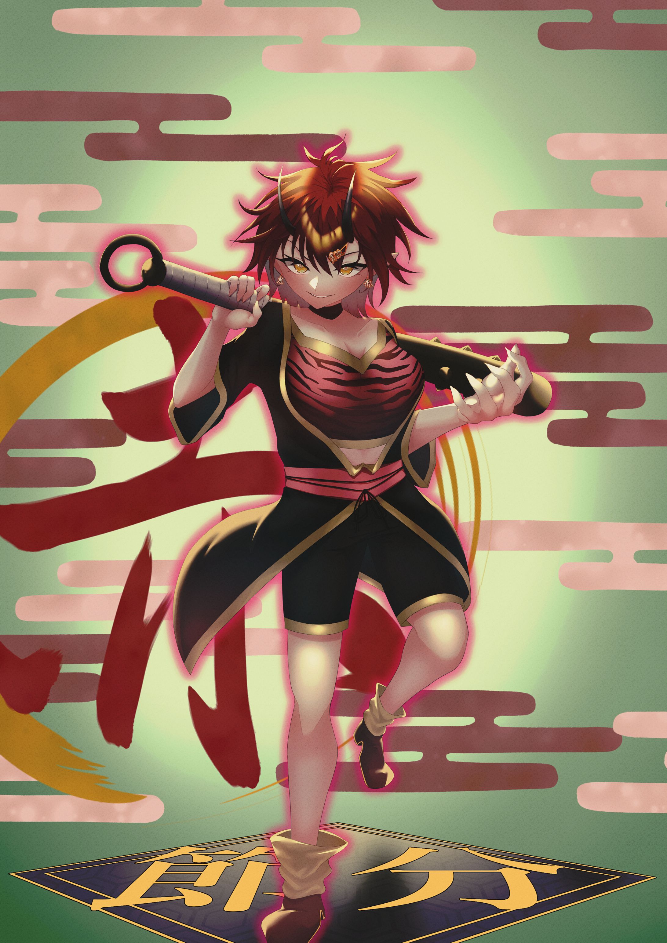 節分イラスト【赤鬼】-1