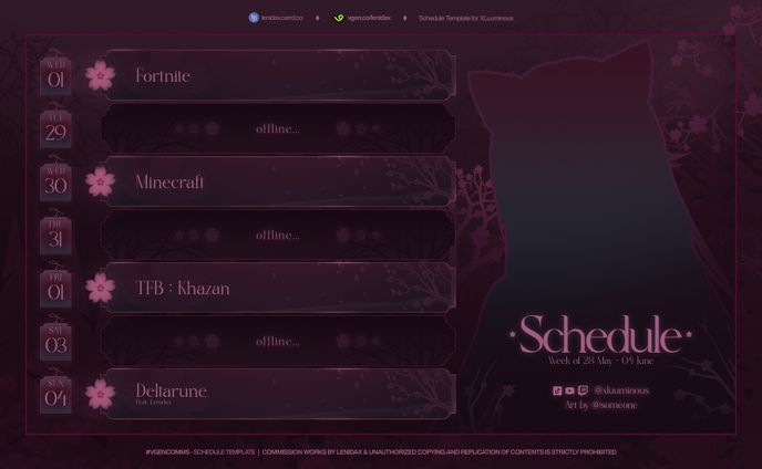 Stream Schedule - Xluuminous