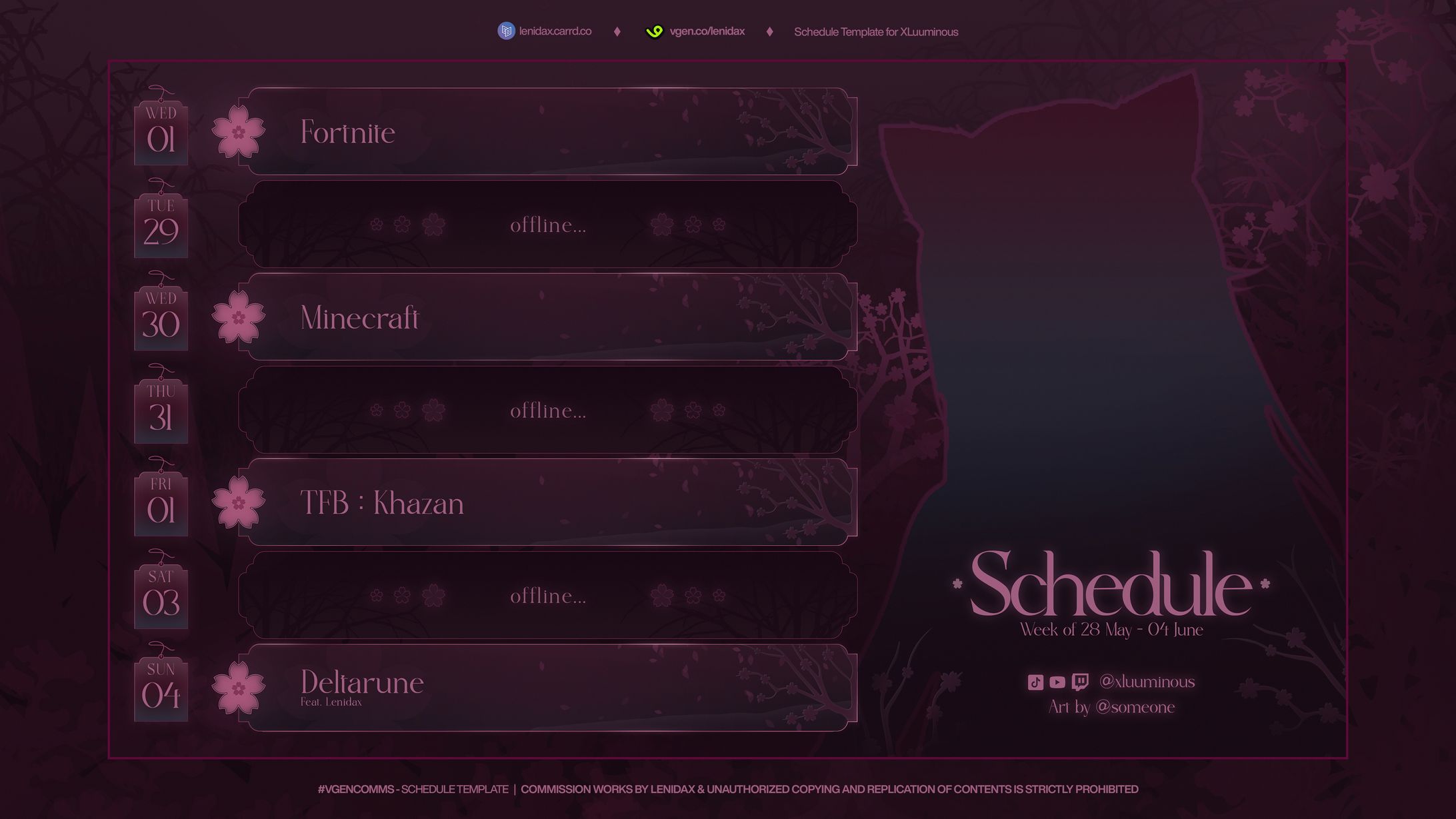 Stream Schedule - Xluuminous-1