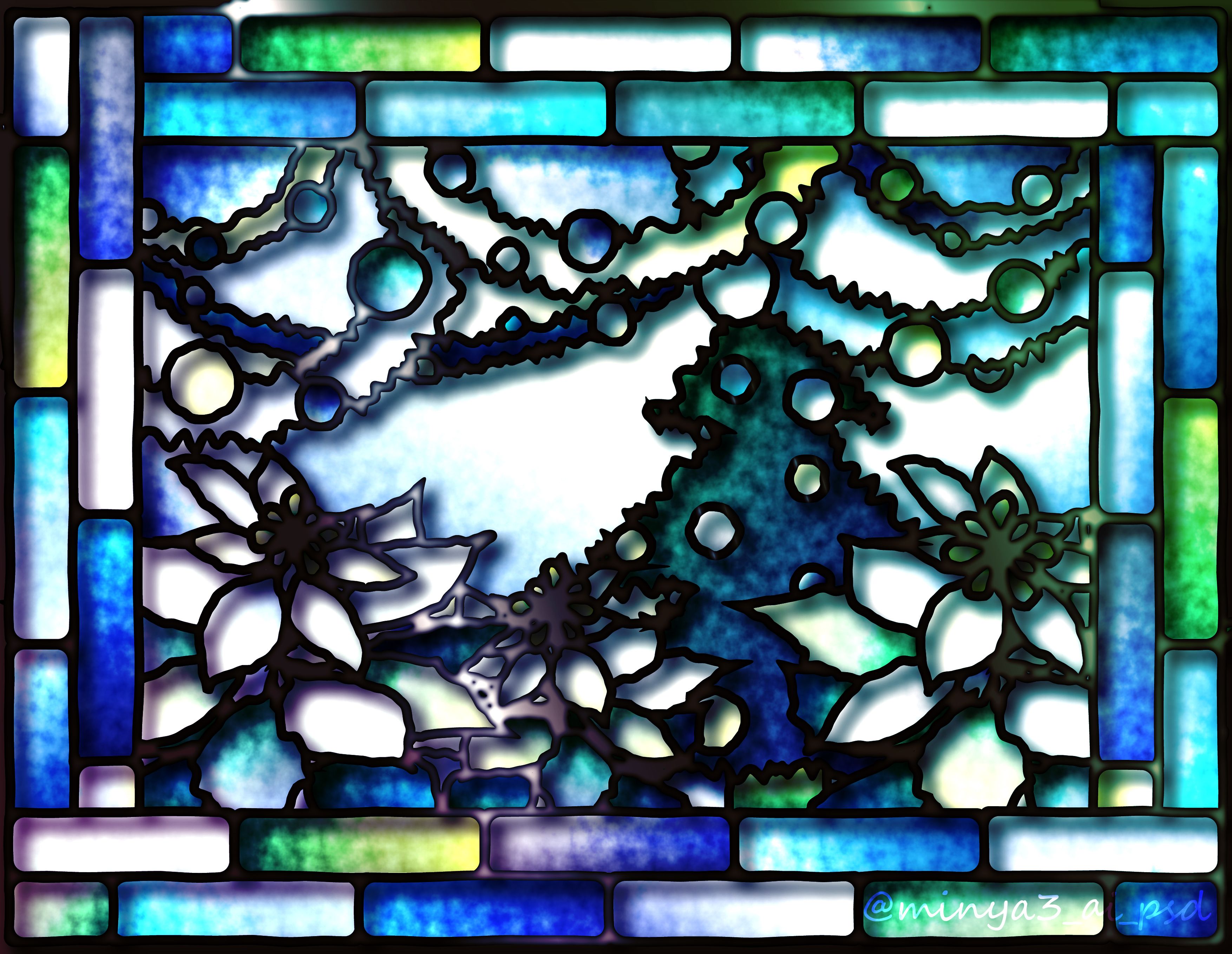 多色ステンドグラス風アート作品 Amazon｜ステンドグラスフィルム カラフルなモザイクアートワーク