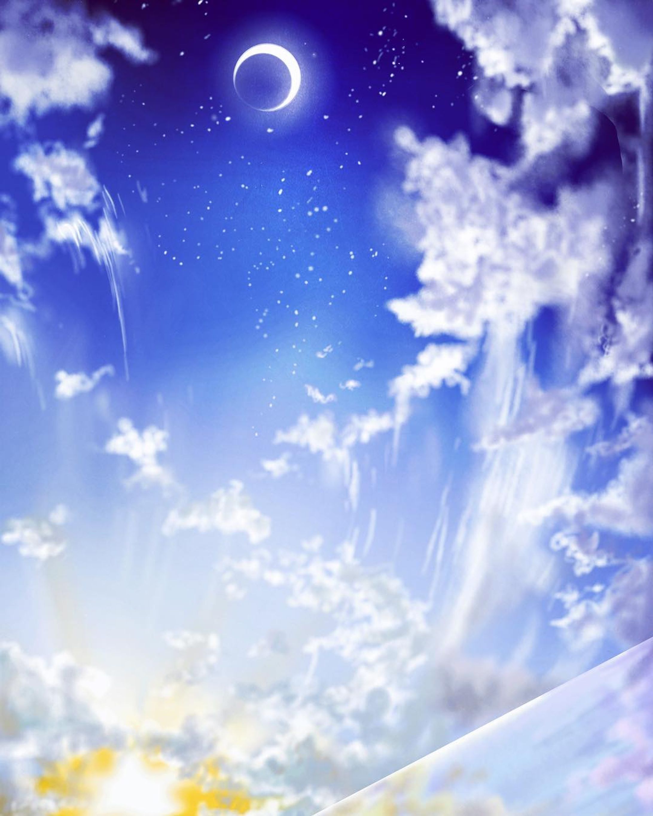 #illustration #clouds #moon #starrynight #starrysky #sunandwater #sunandmoon-1