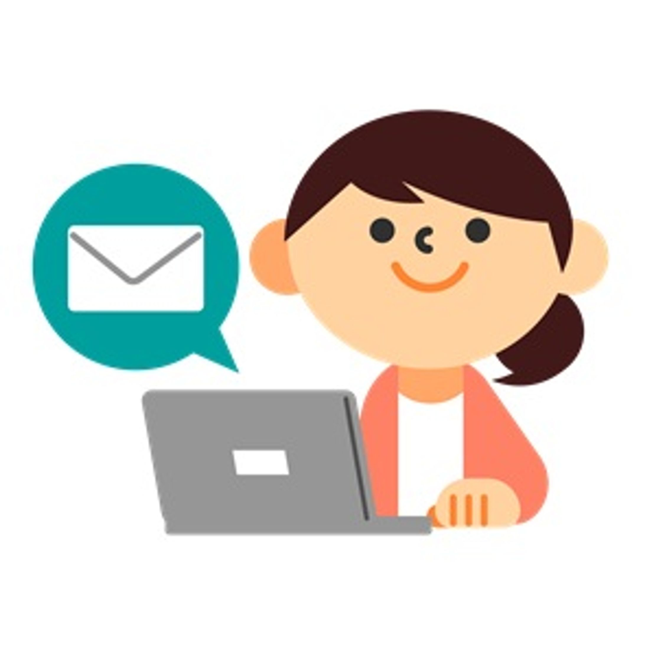 パソコンでメッセージする人のカットイラスト-1