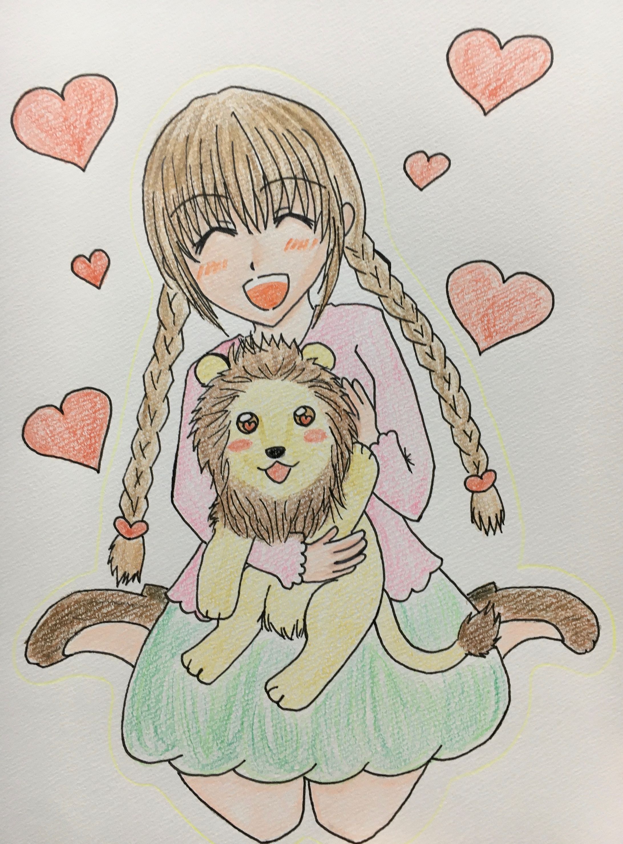 ライオンのぬいぐるみと女の子-1