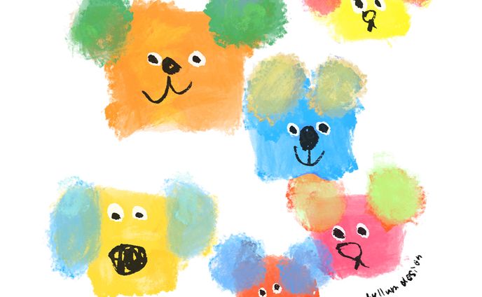 Colourful dogs.