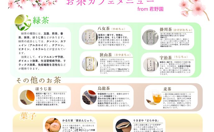 お茶カフェ春イベントメニュー表