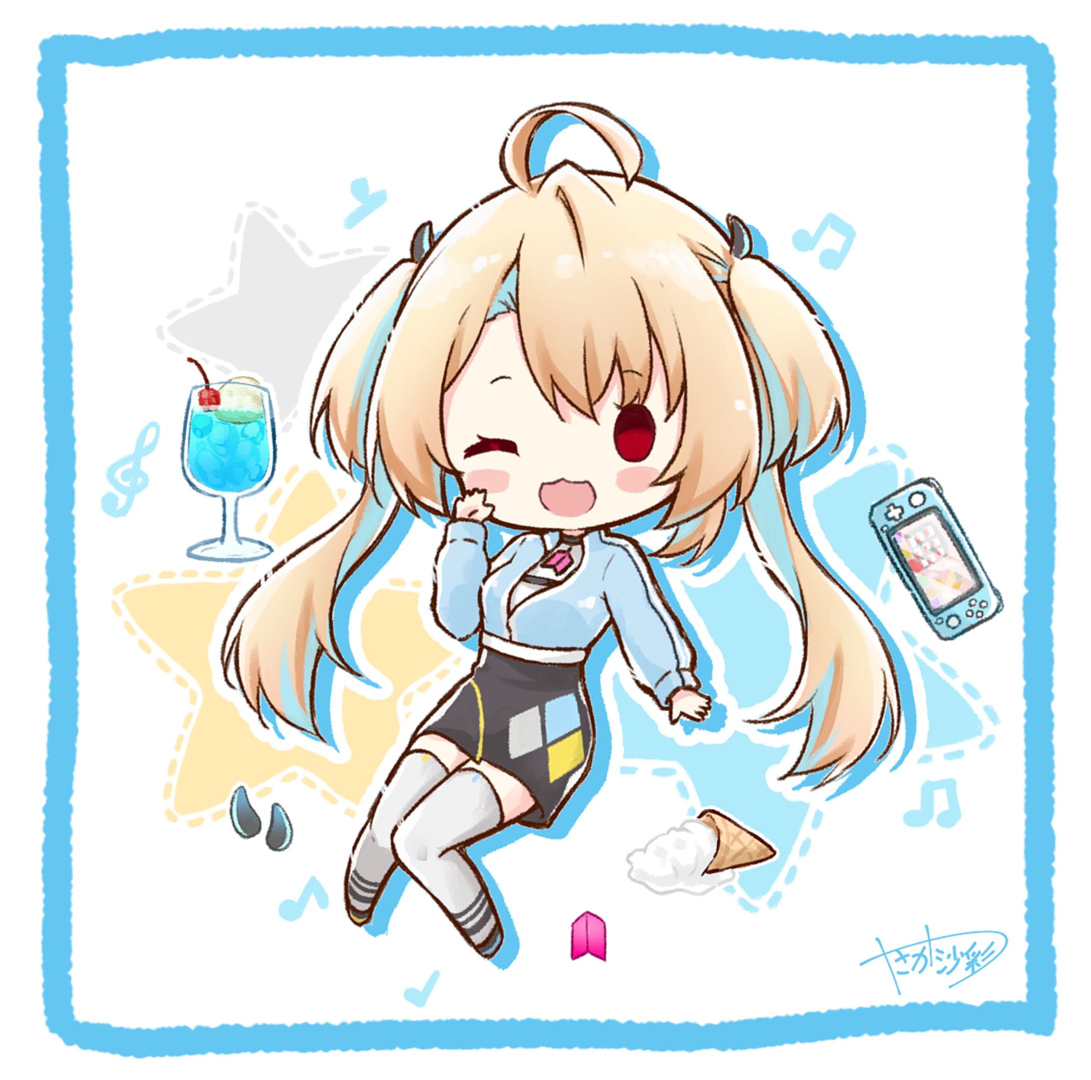 水瀬しあ様　ラグアート風SDファンアートイラスト-1