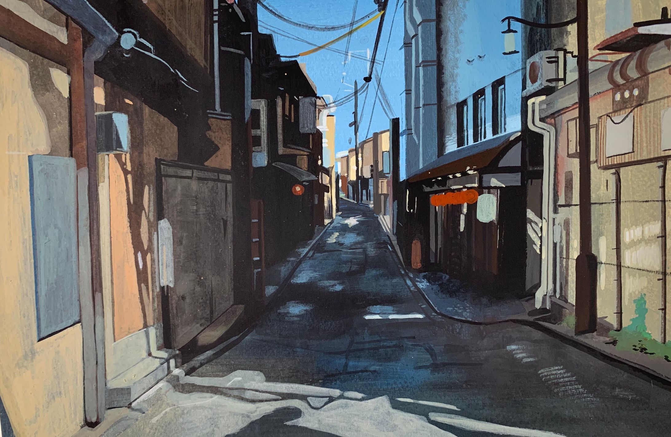 風景画(アクリル絵の具、透明水彩)