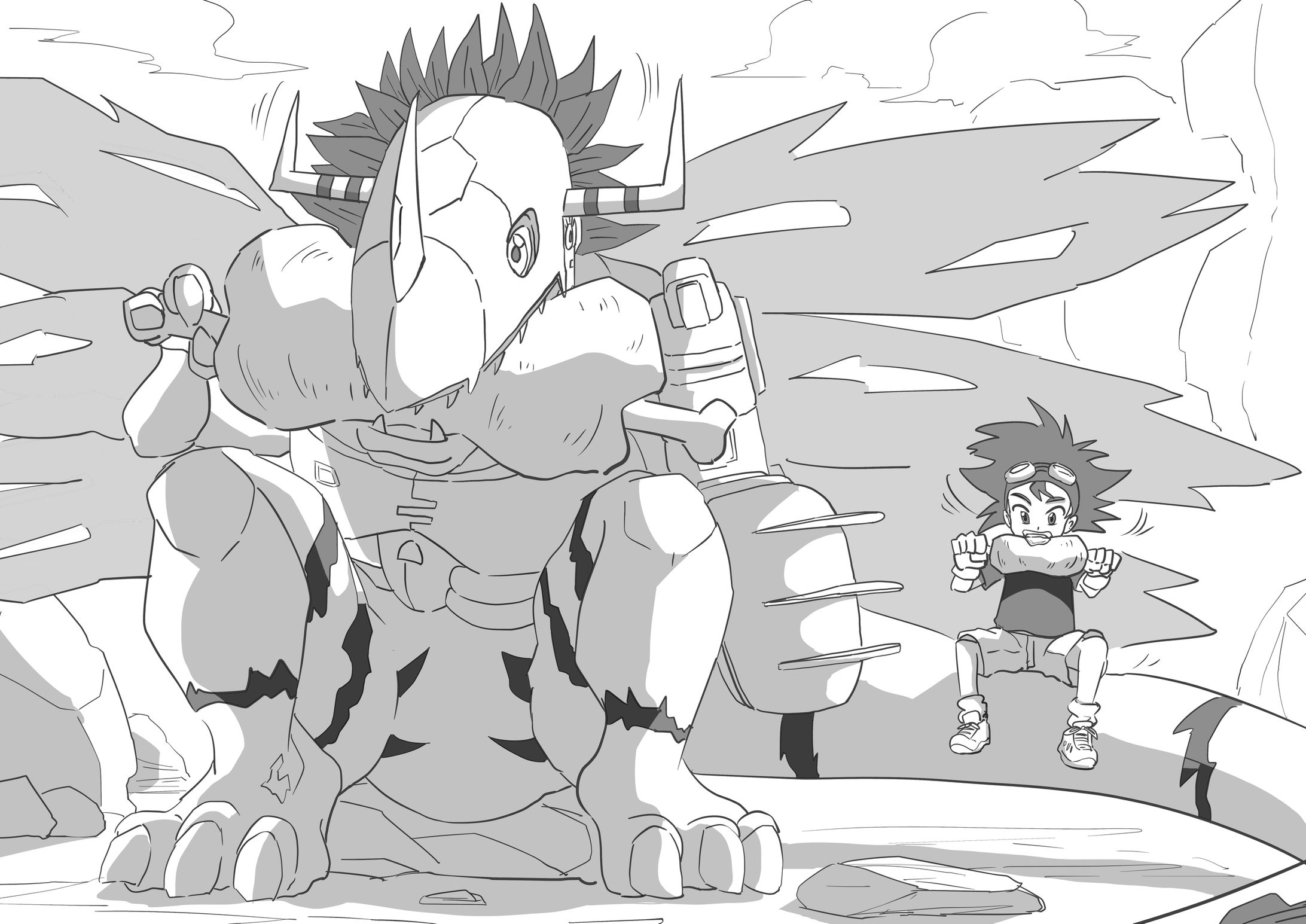 Metalgreymon and Taichi-1