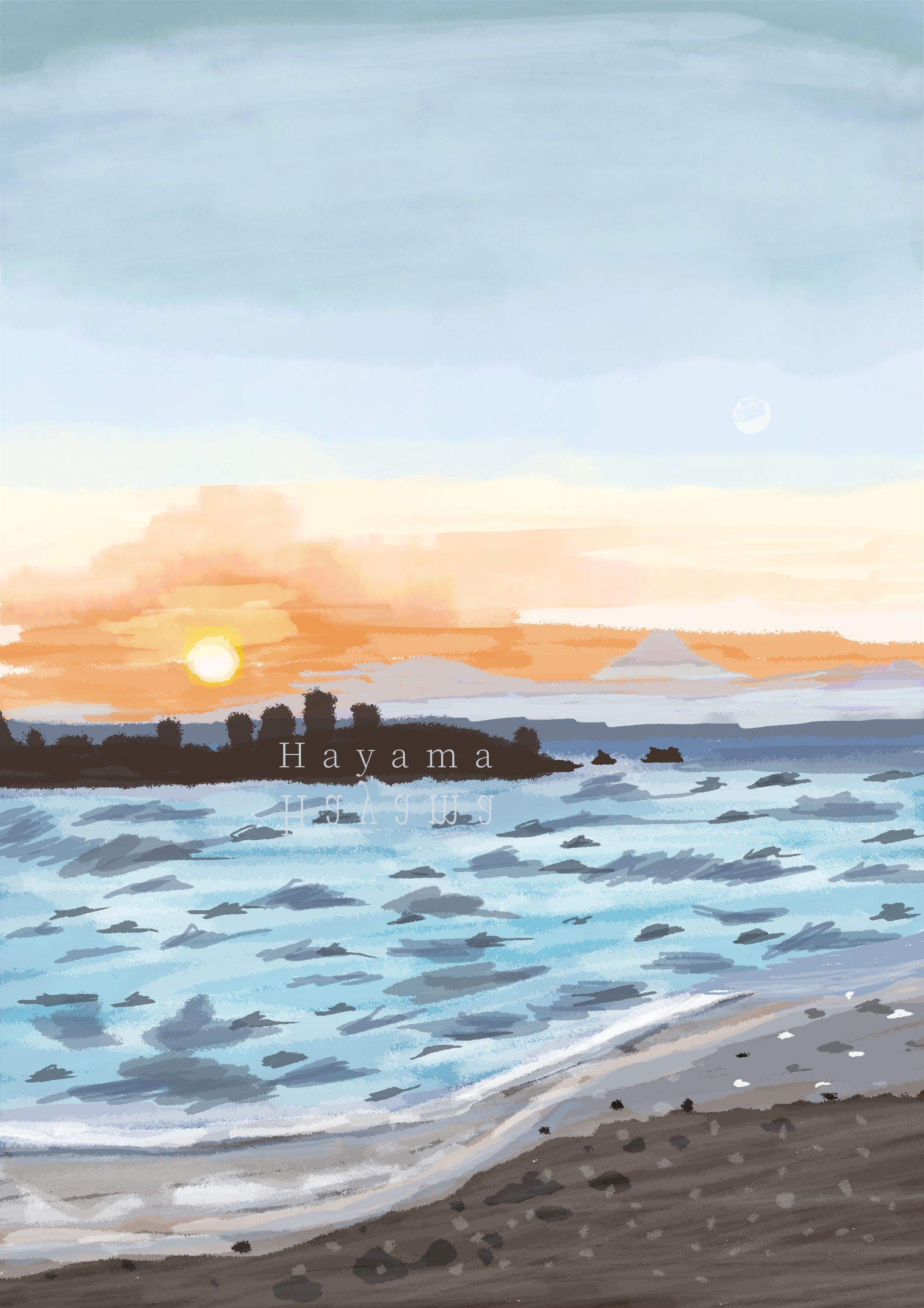 葉山の夕日-1