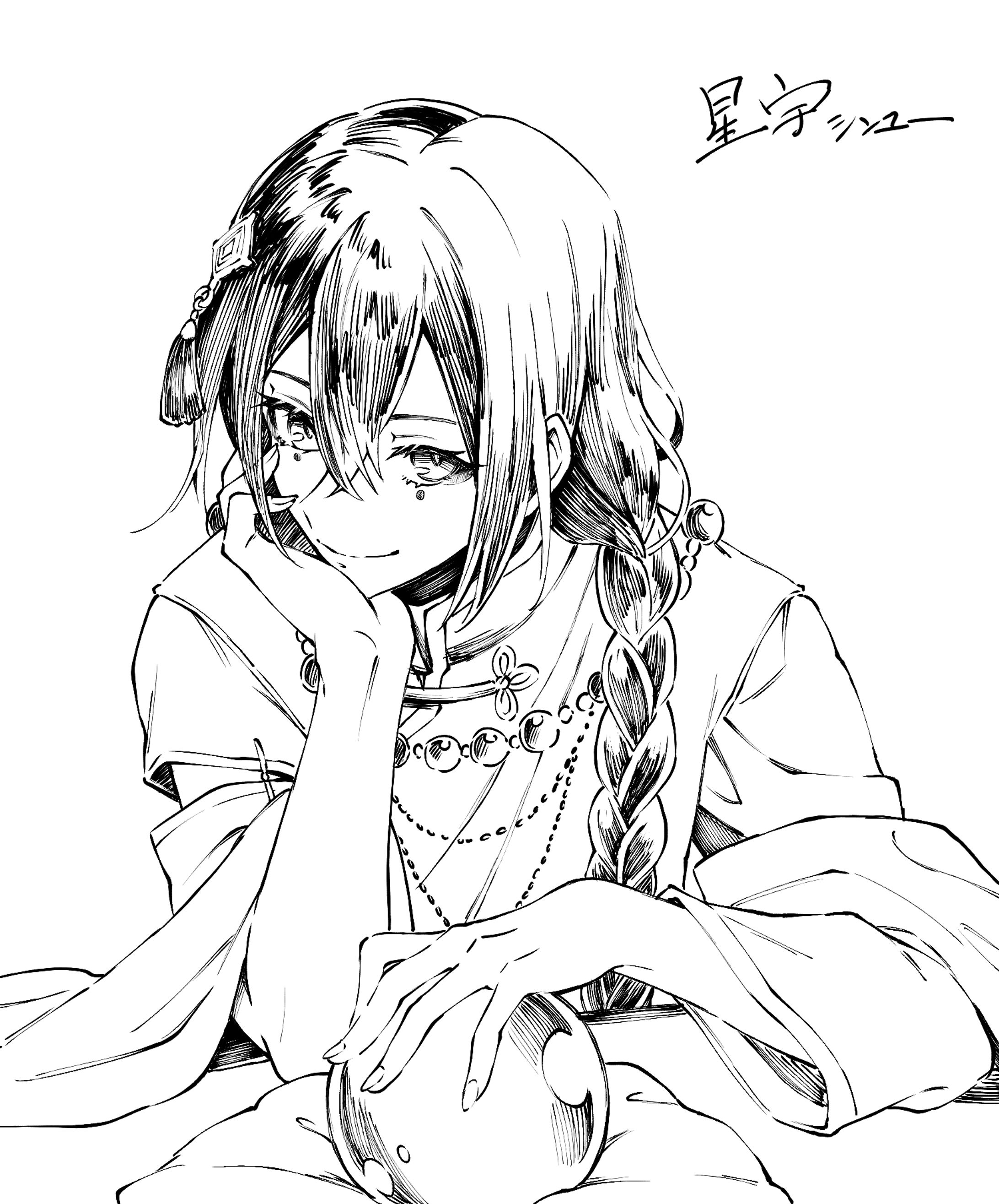 モノクロ線画イラスト１-1