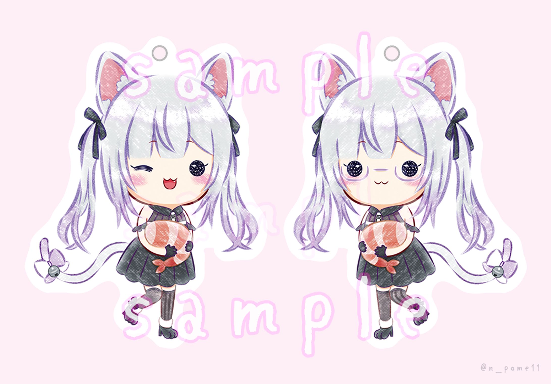 ご依頼｜両面アクリルキーホルダー用イラスト（Vtuber猫〆しあ様 ）-1