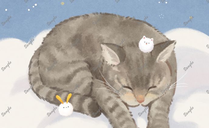 【Commission】猫さんと綿毛のイラスト＆壁紙