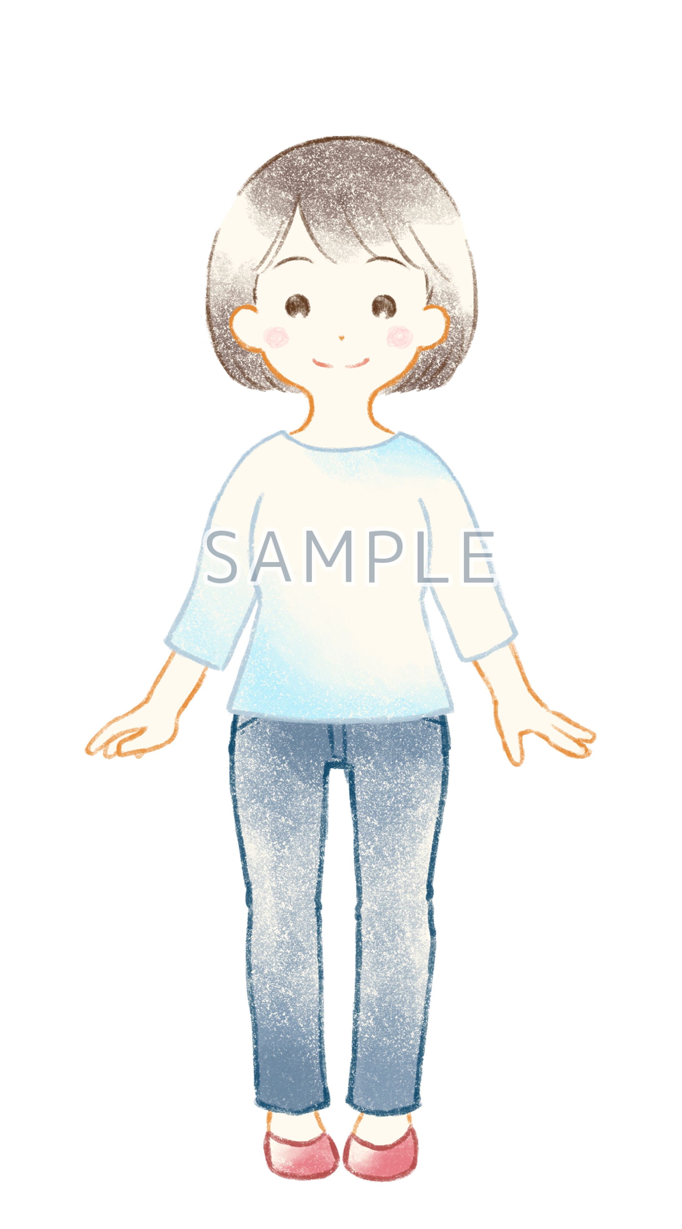 女性の全身イラスト【自主制作】-1