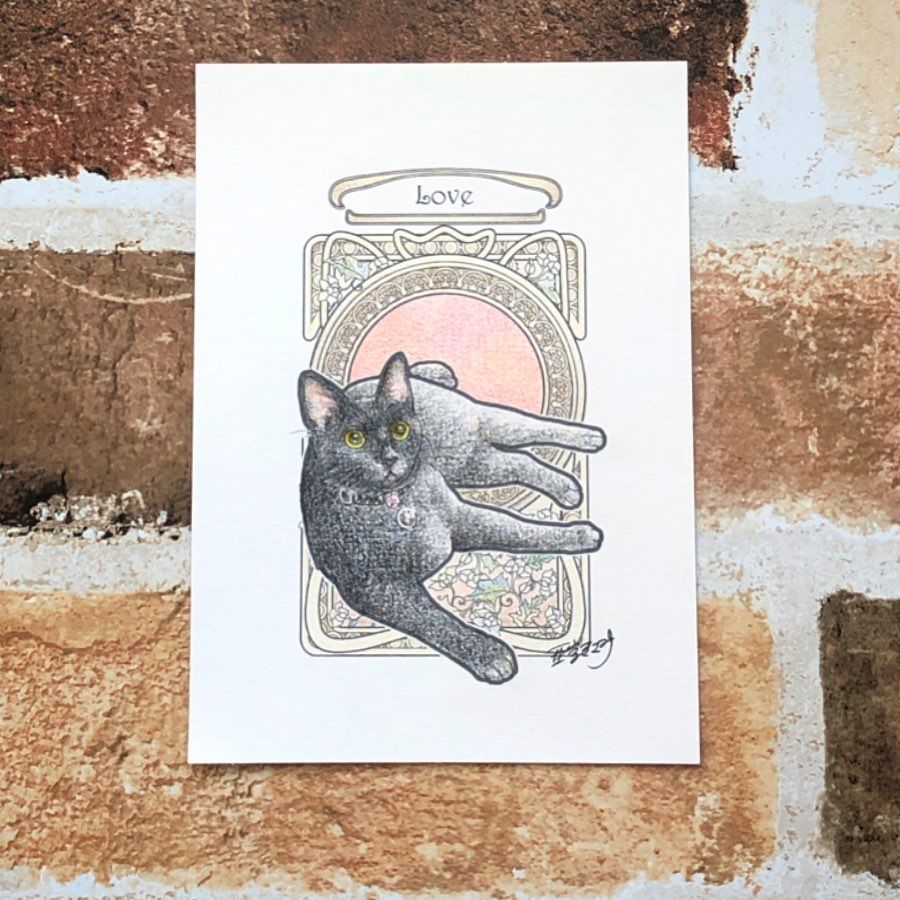 オリジナル ハンドメイド 絵 夢見るねこさん 糸井忠晴 ミニアートフレーム「夢はでっかくもとう