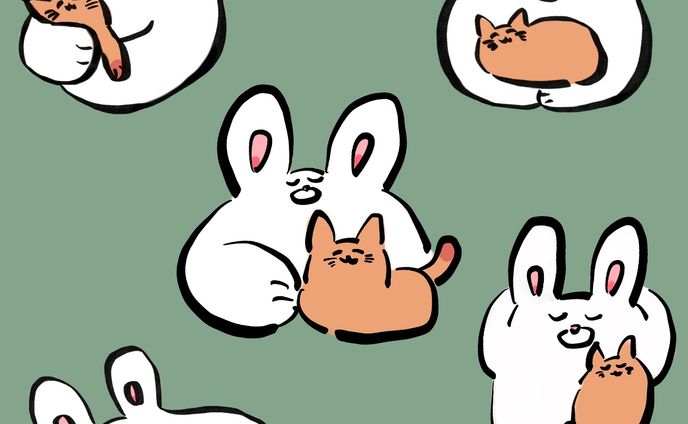 うさぎとねこのイラスト