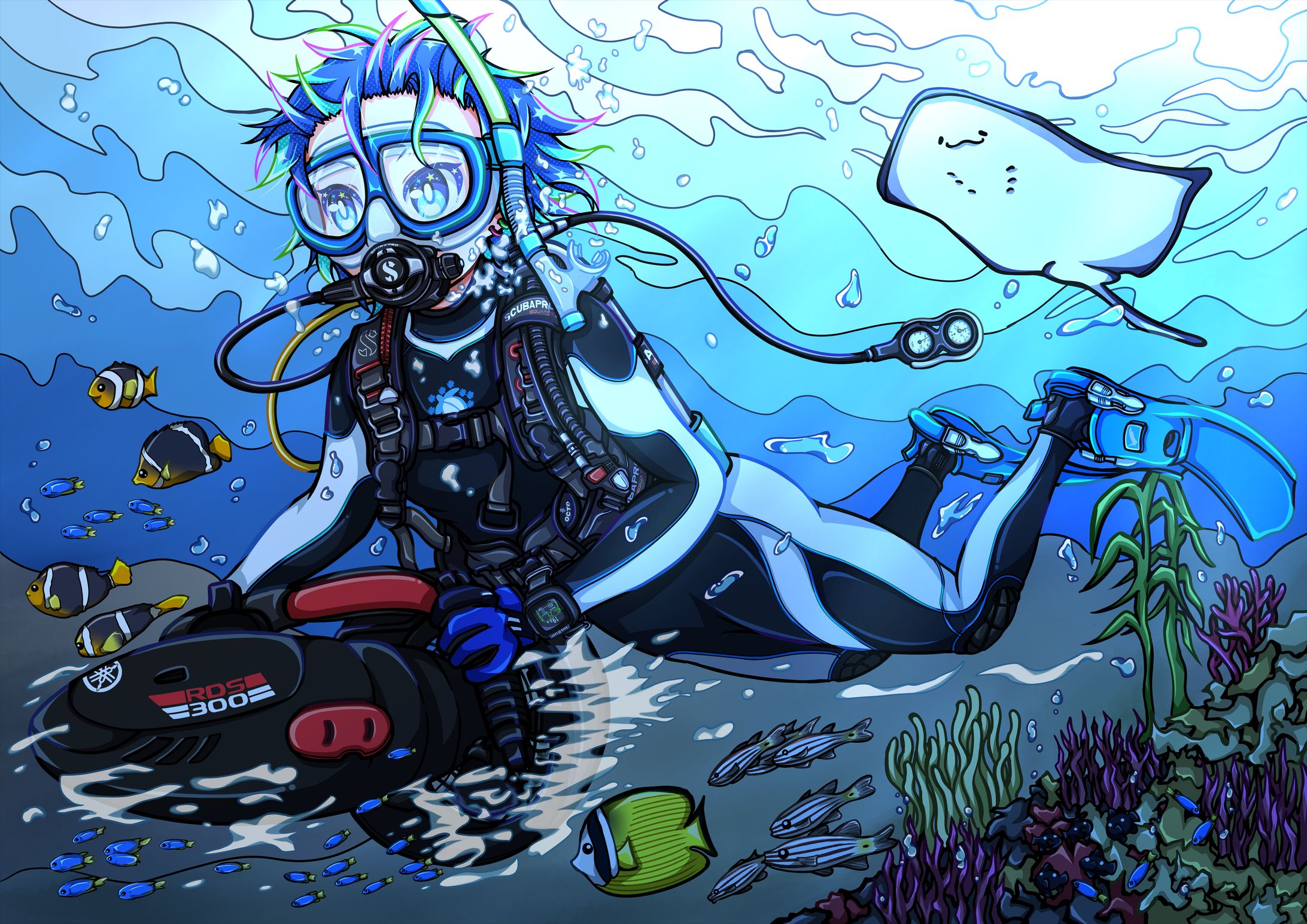 オリキャラなぎさ＆水中スクーター-1