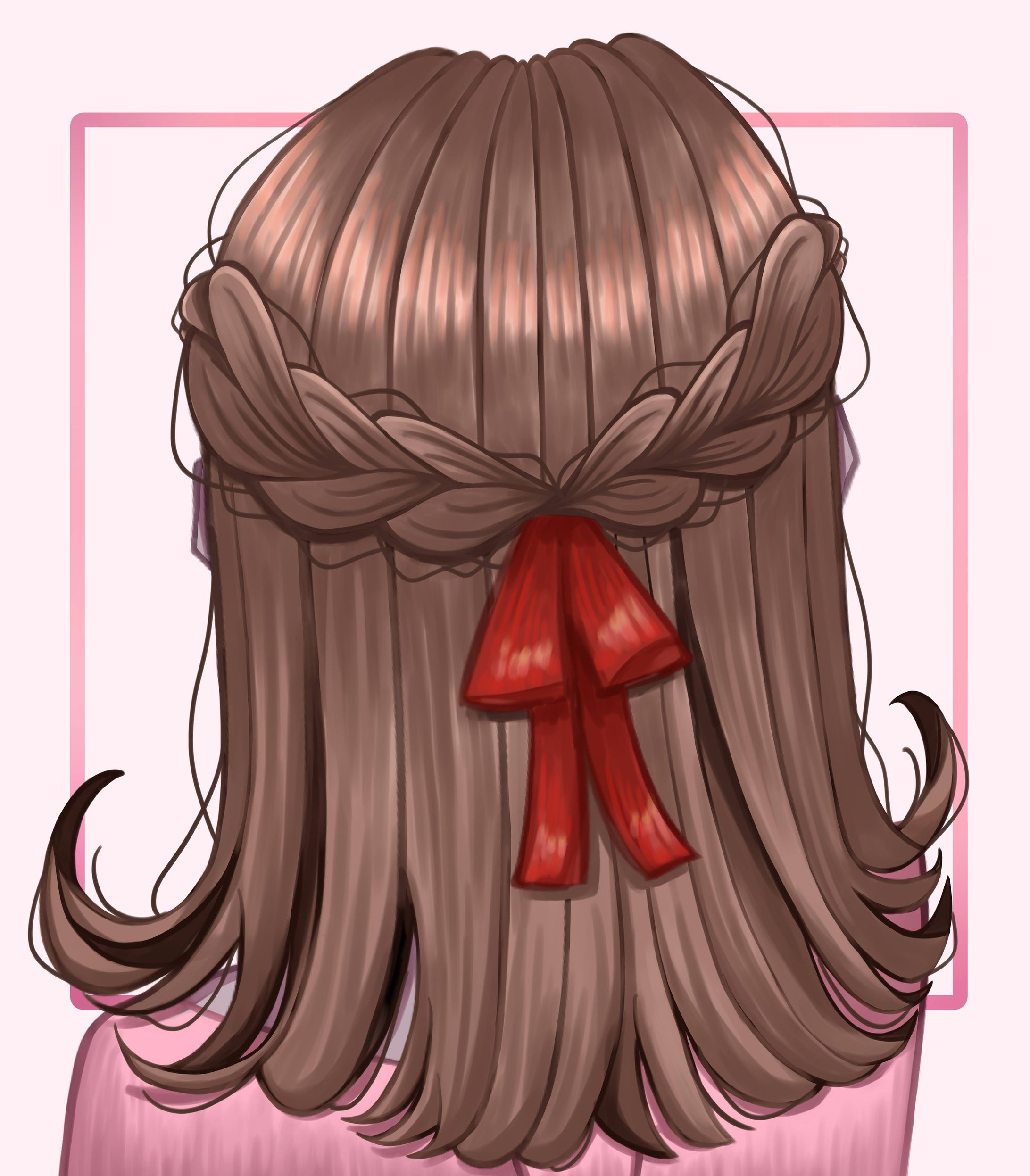 【イラコン用イラスト】三つ編みハーフアップ🎀-1