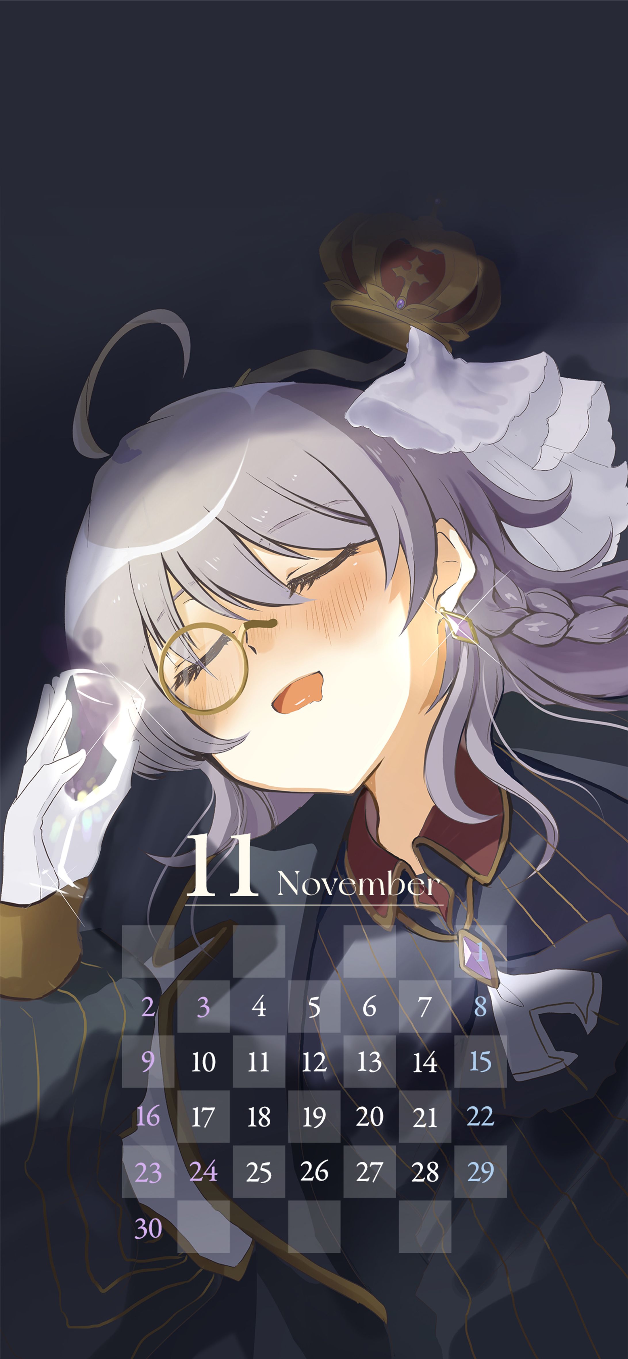スマホ壁紙 カレンダー9〜11月（ステラ・K・フォグレイン様）-1