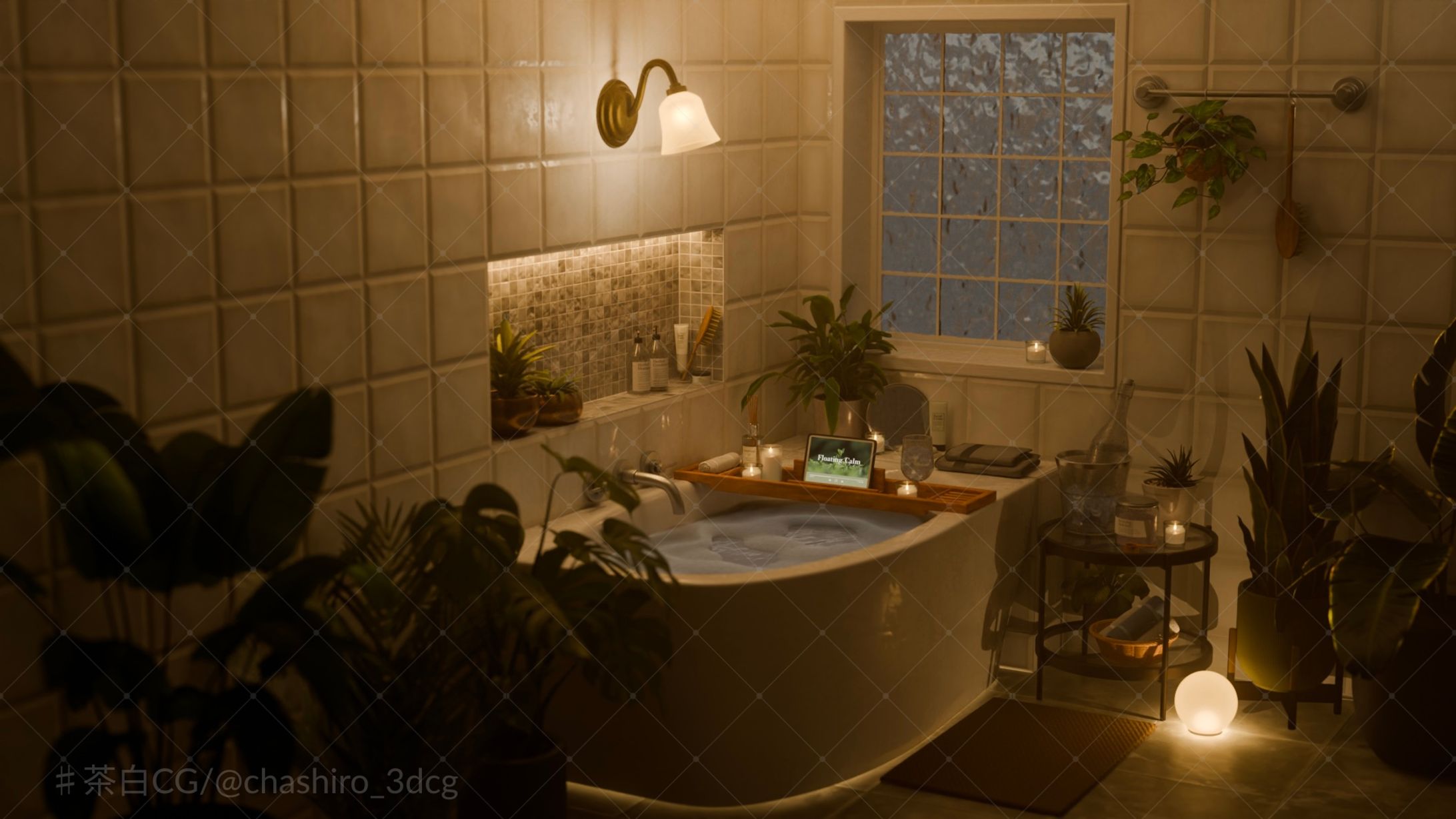 バスルーム｜柔らかな光と植物に囲まれたバスタイム-1