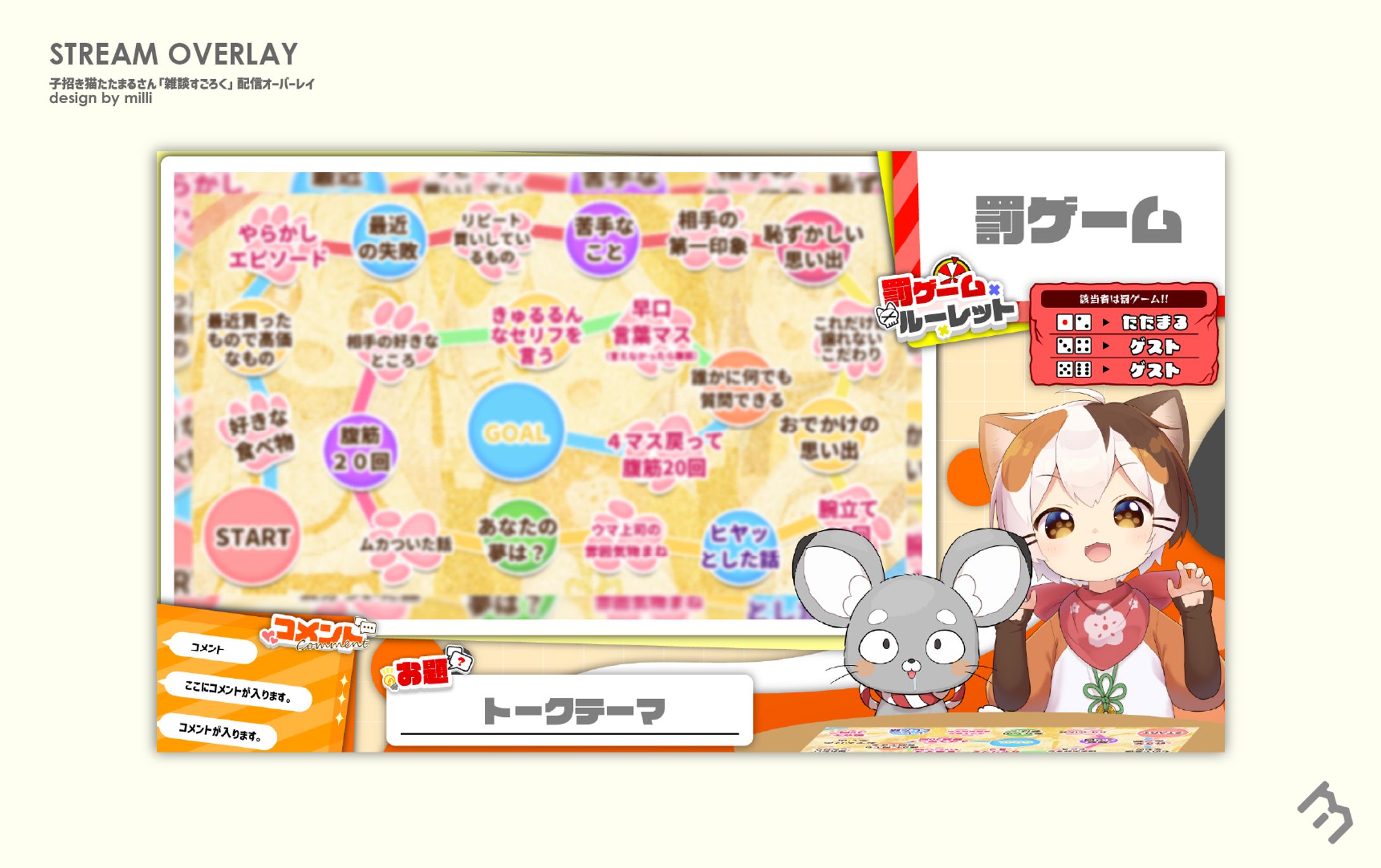 子招き猫たたまるさん『雑談すごろく』配信画面-1