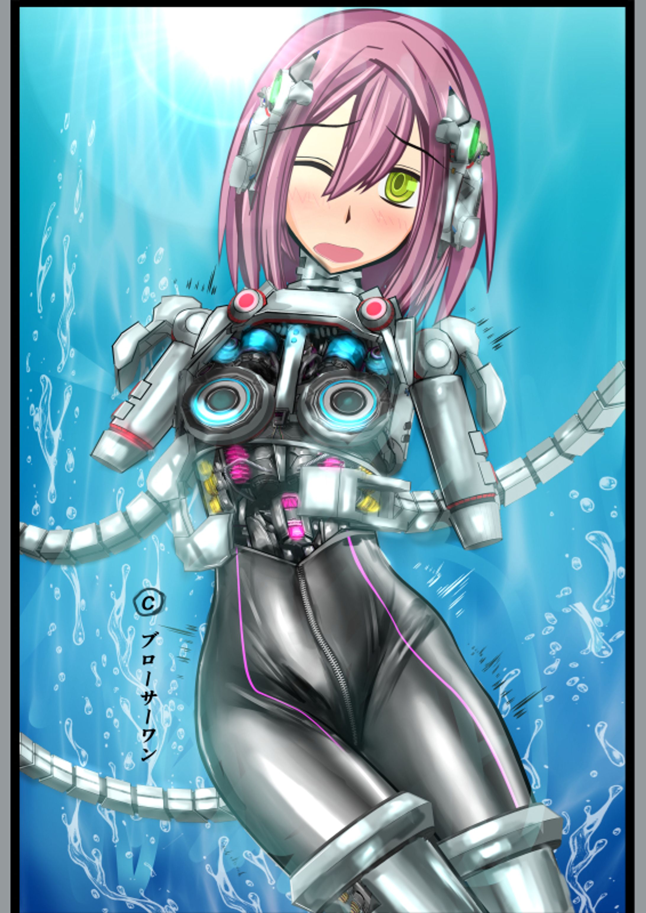 ピンク髪　メカ娘に改造-1