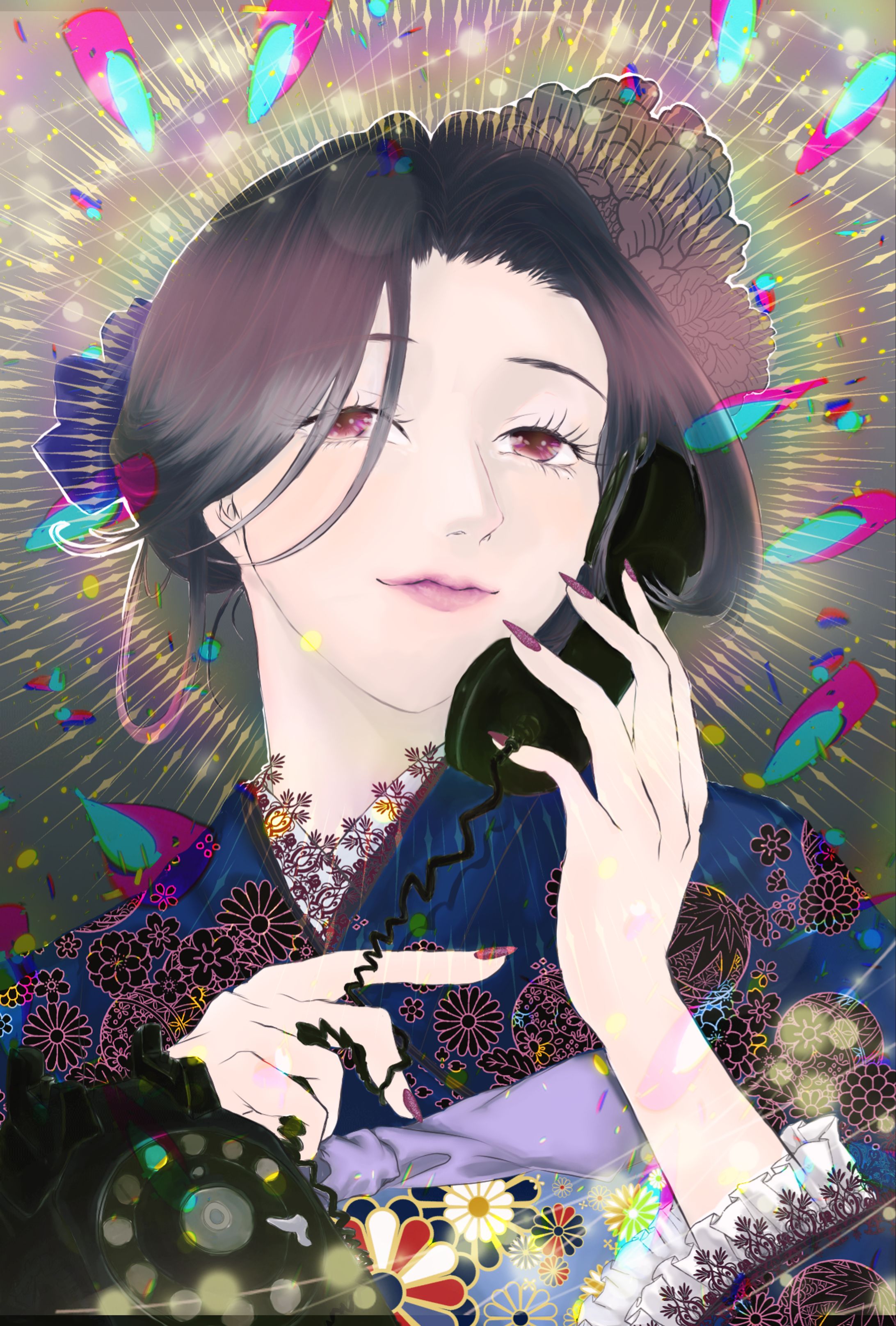 大正レトロ風和服女性-1