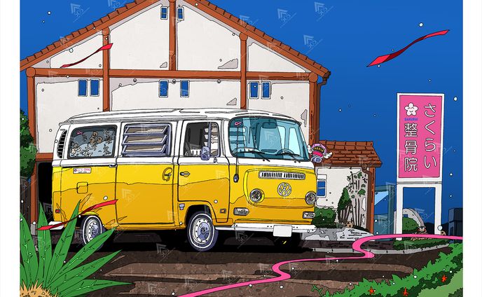 愛車オーダーイラスト VWタイプⅡバス