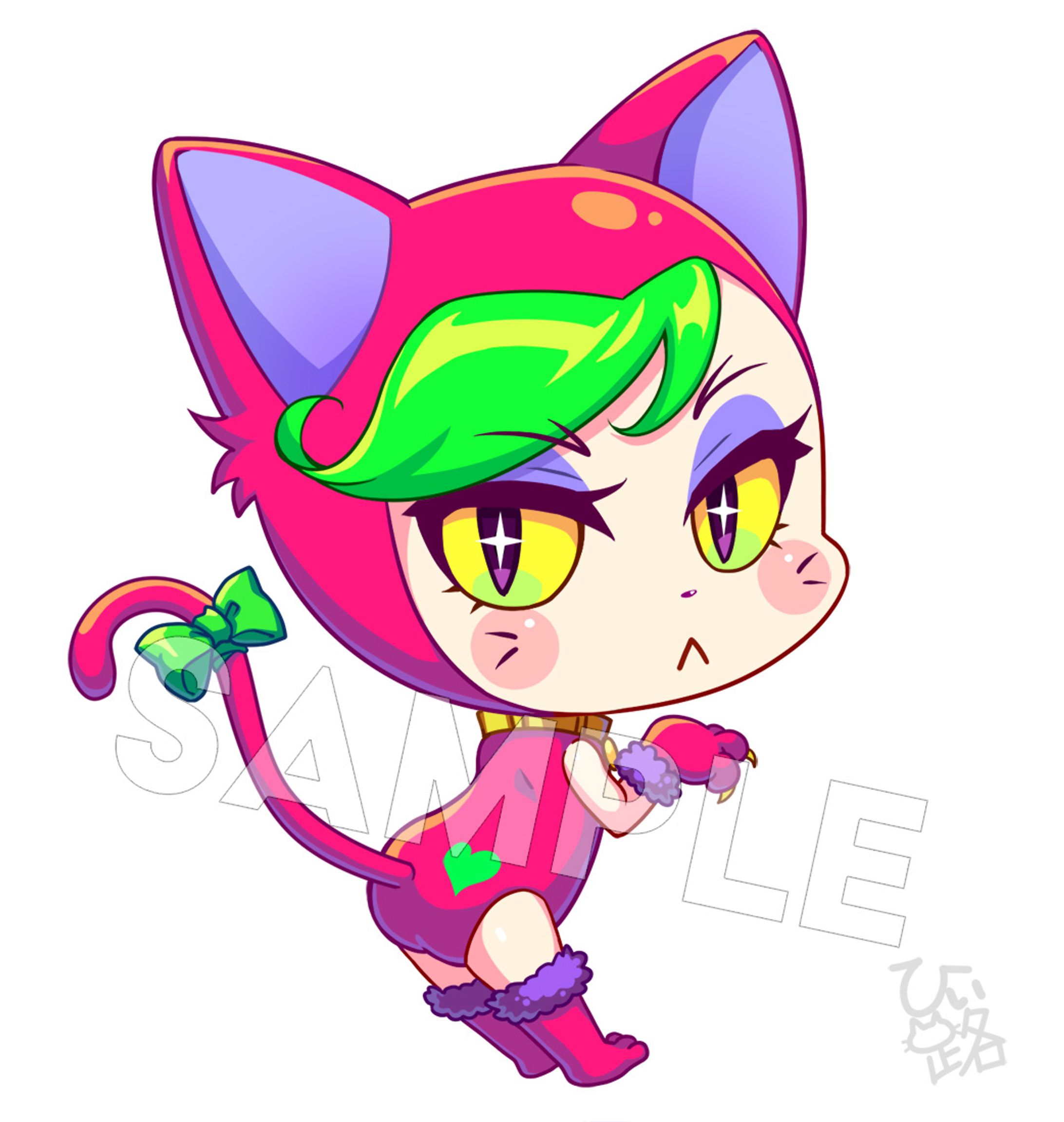 【オリジナルイラスト】_カラフルキャット-1