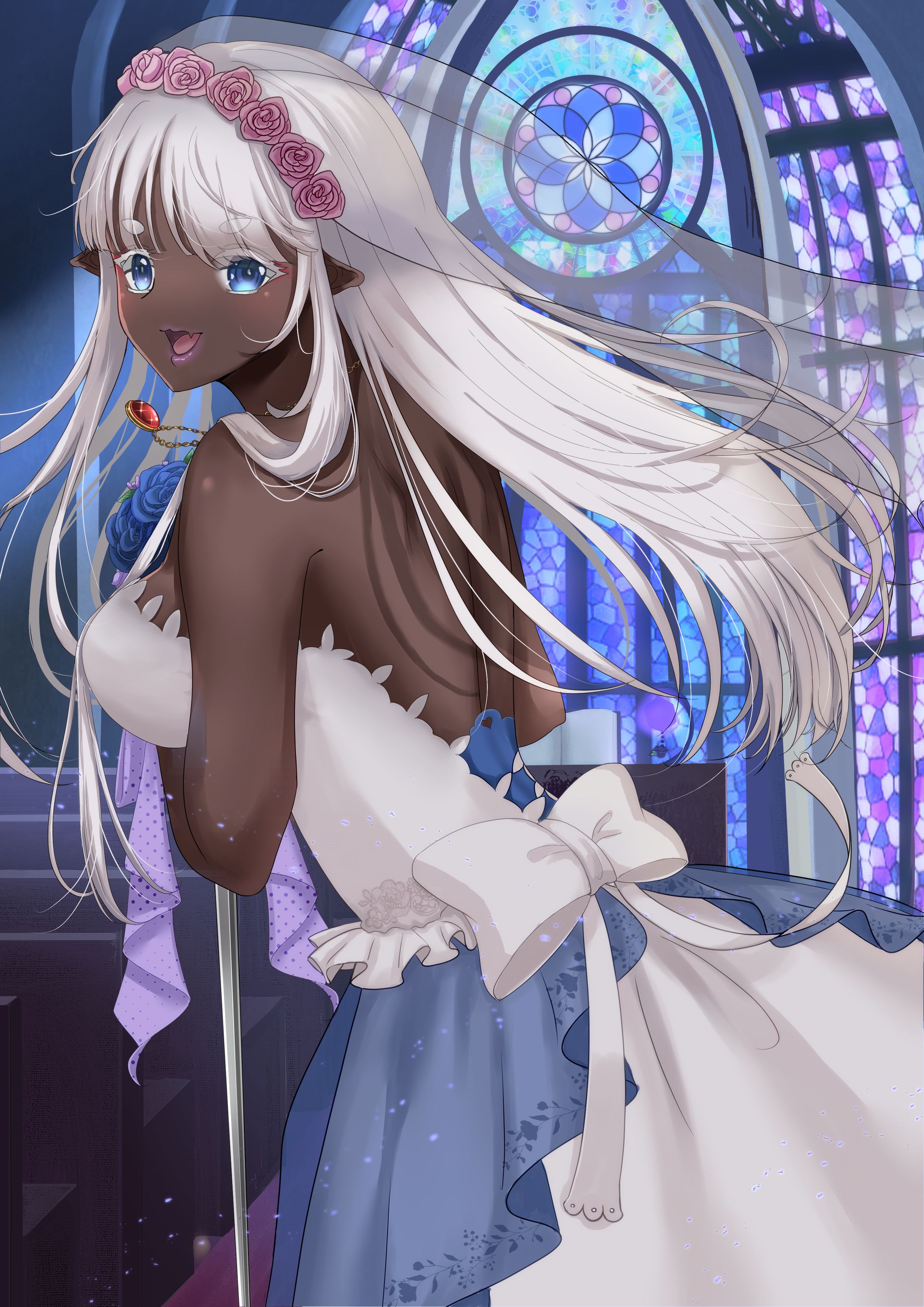 【創作イラスト】ダークエルフの花嫁-1