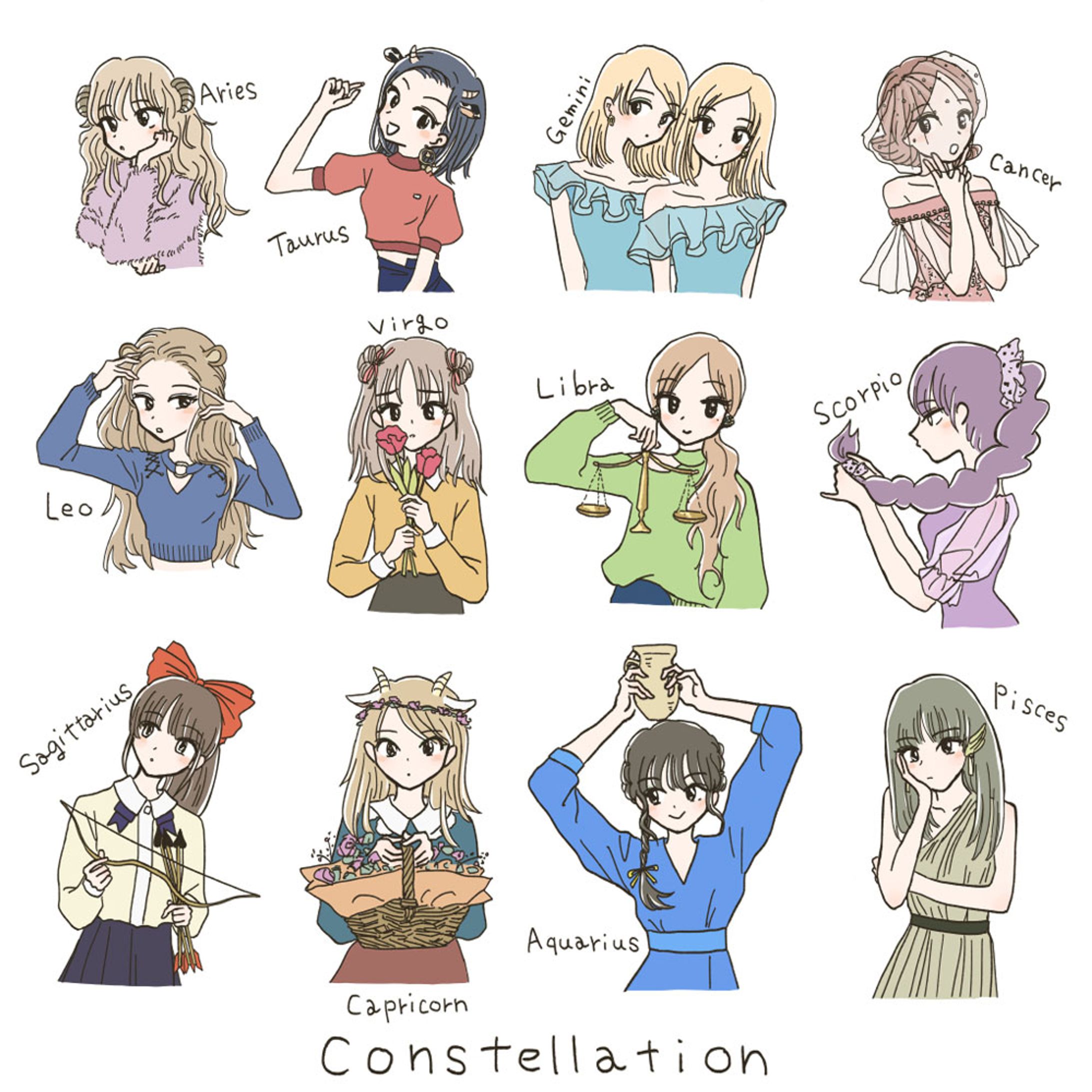 12星座のガールズイラスト-1