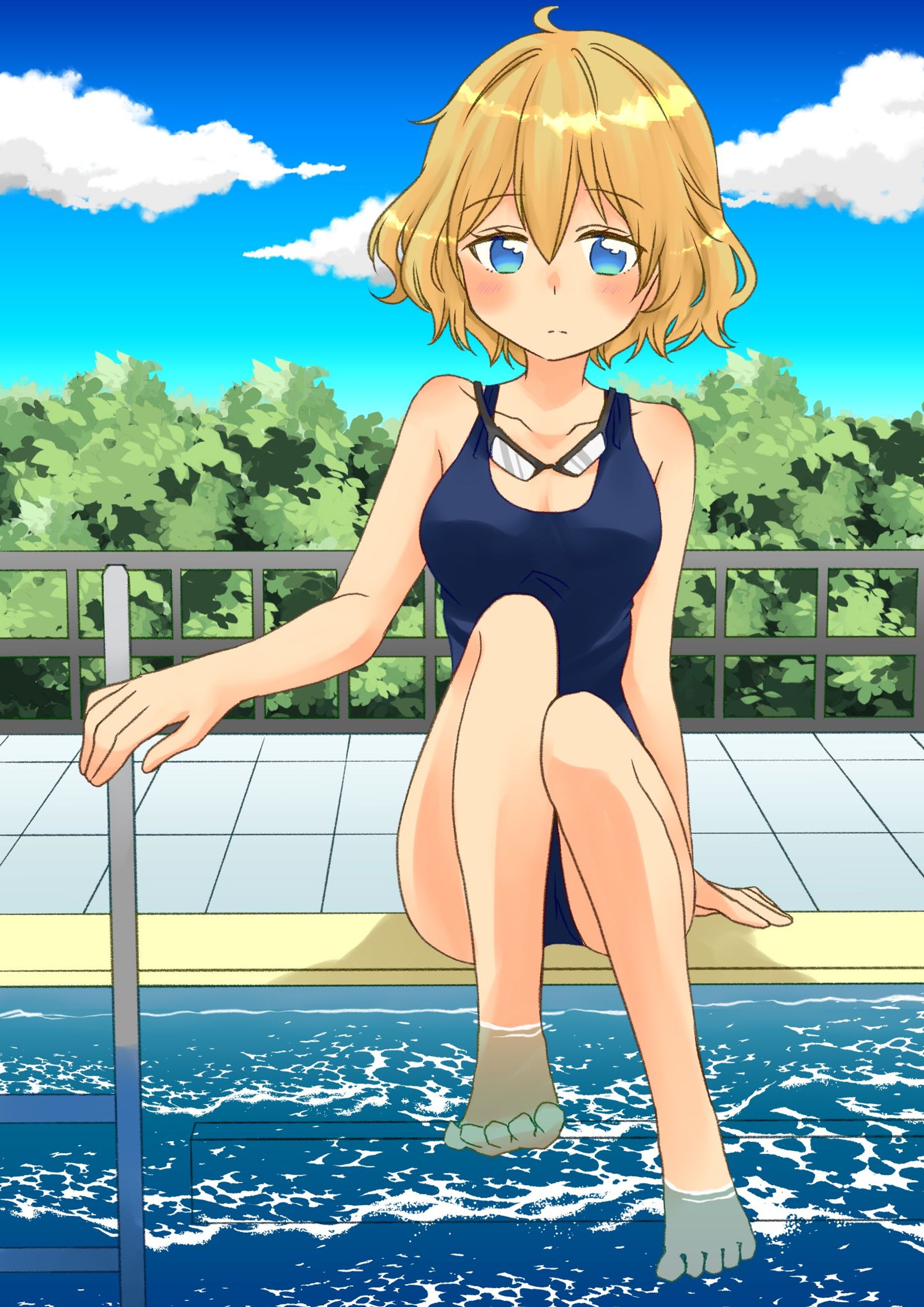 プールサイドの少女-1