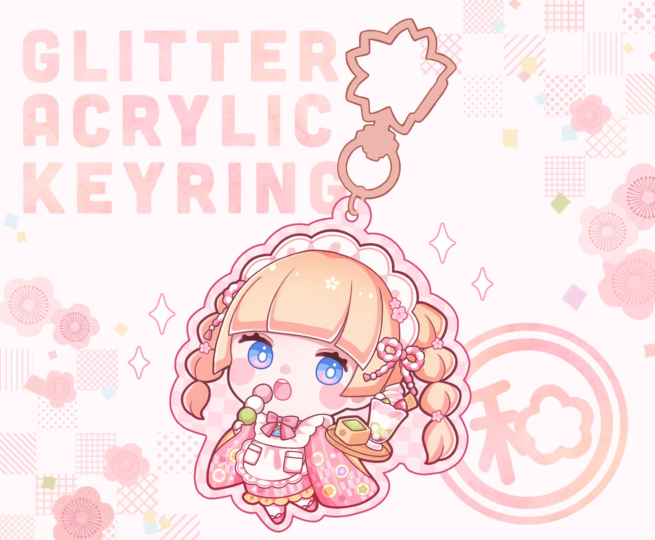 original┊ミニキャライラスト┊和菓子ちゃんラメアクキー-1