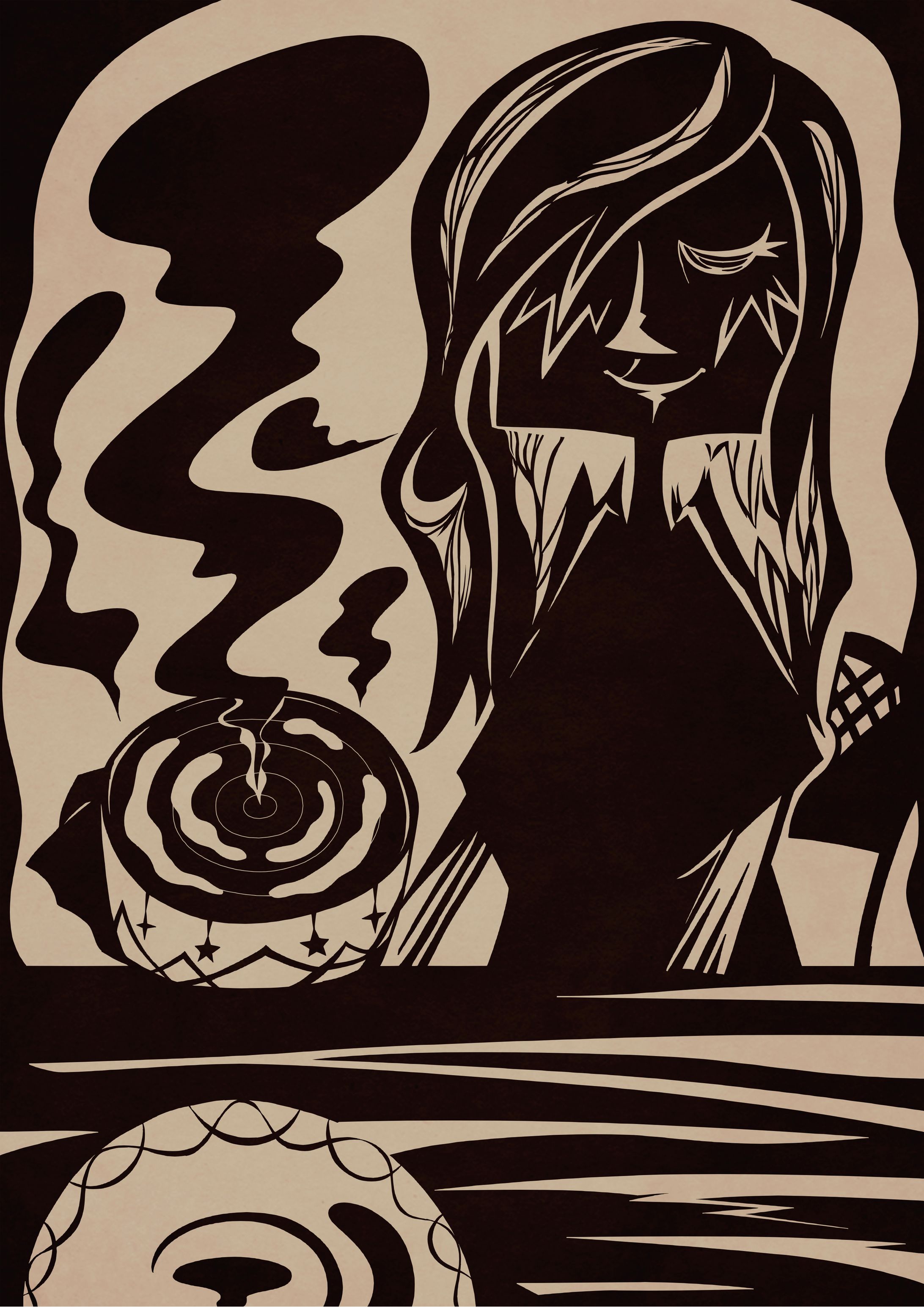 カフェでのひととき 連作3枚-1